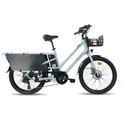 Bici cargo bike elettrica a pedalata assistita Longtail Eco Legnano azzurra