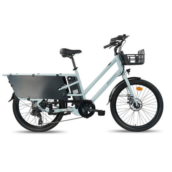Bici cargo bike elettrica a pedalata assistita Longtail Eco Legnano azzurra