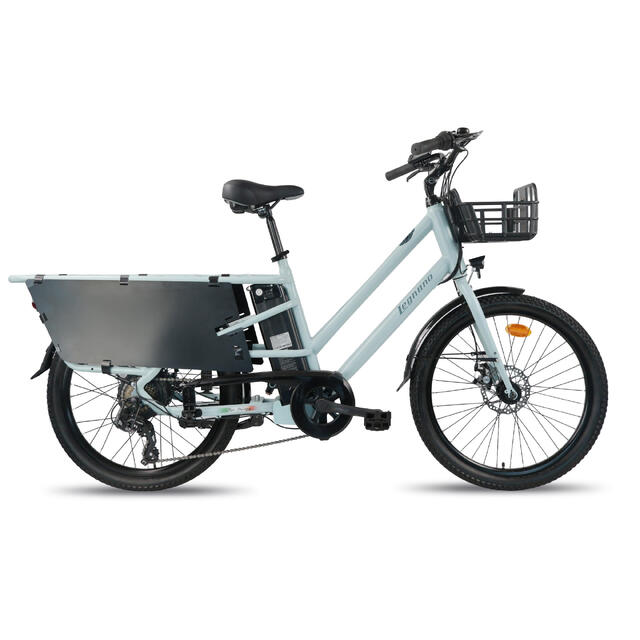 Bici cargo bike elettrica a pedalata assistita Longtail Eco Legnano azzurra