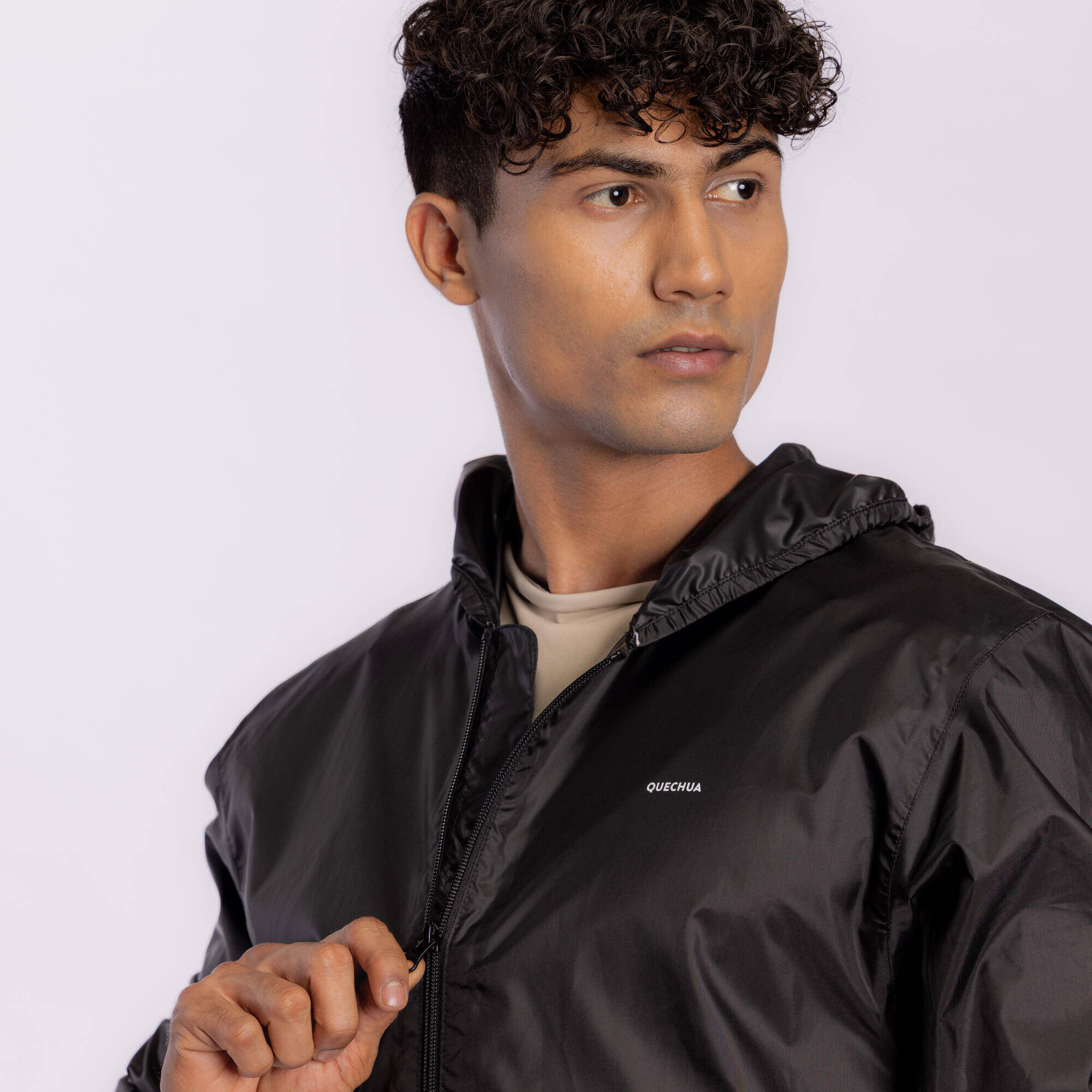 Rain coat Men's Compact Lightweight Breathable Waterproof Rain Jacket and Pant Set - Black -  4