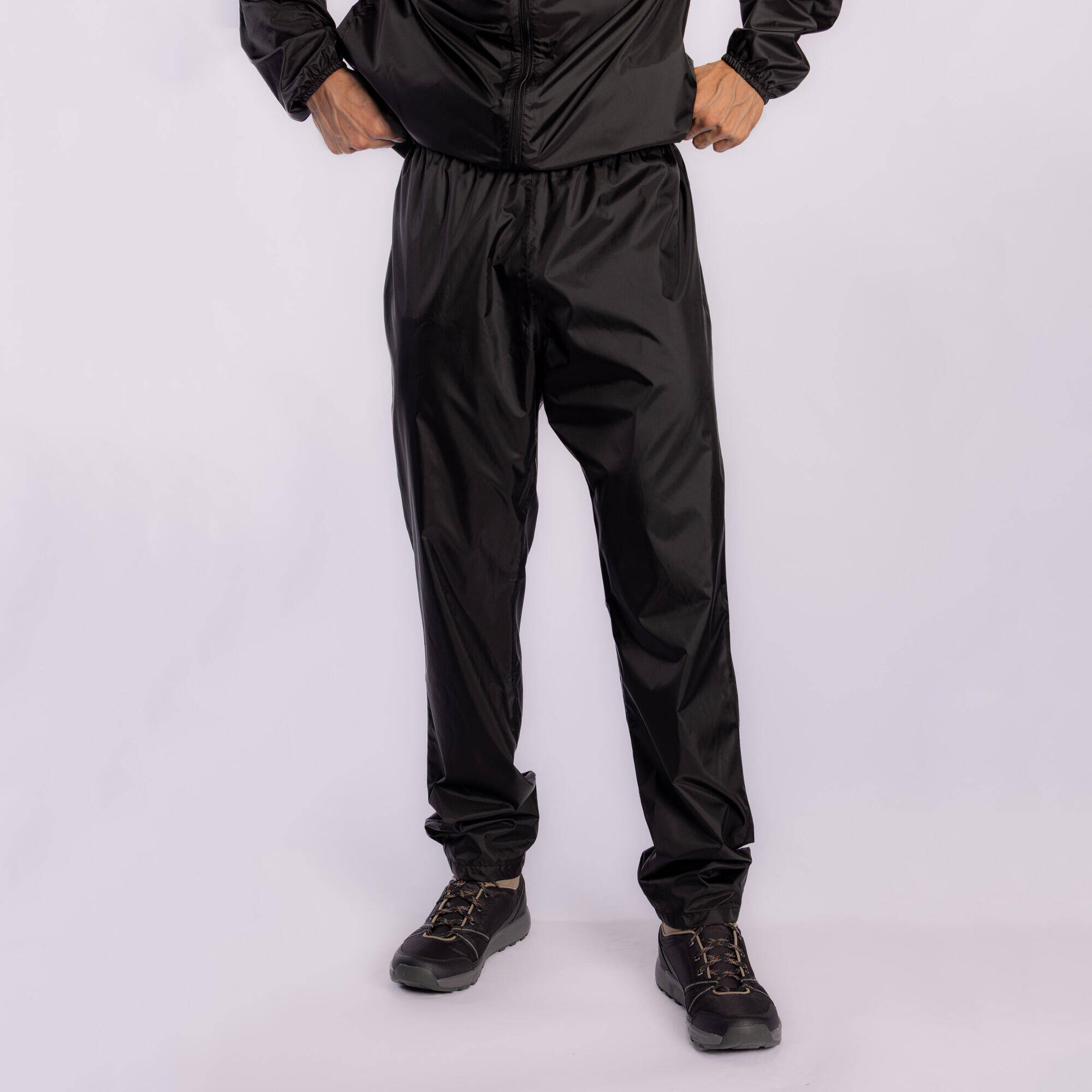 Rain coat Men's Compact Lightweight Breathable Waterproof Rain Jacket and Pant Set - Black -  3
