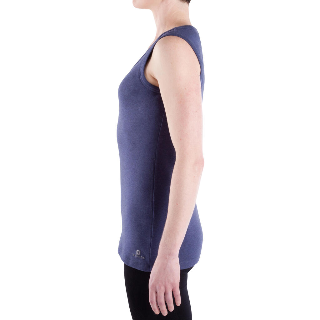 Top Biobaumwolle für Gymnastik und Yoga Damen, blau