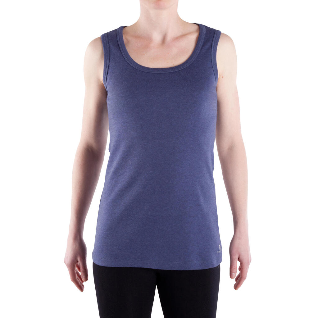 Top Biobaumwolle für Gymnastik und Yoga Damen, blau