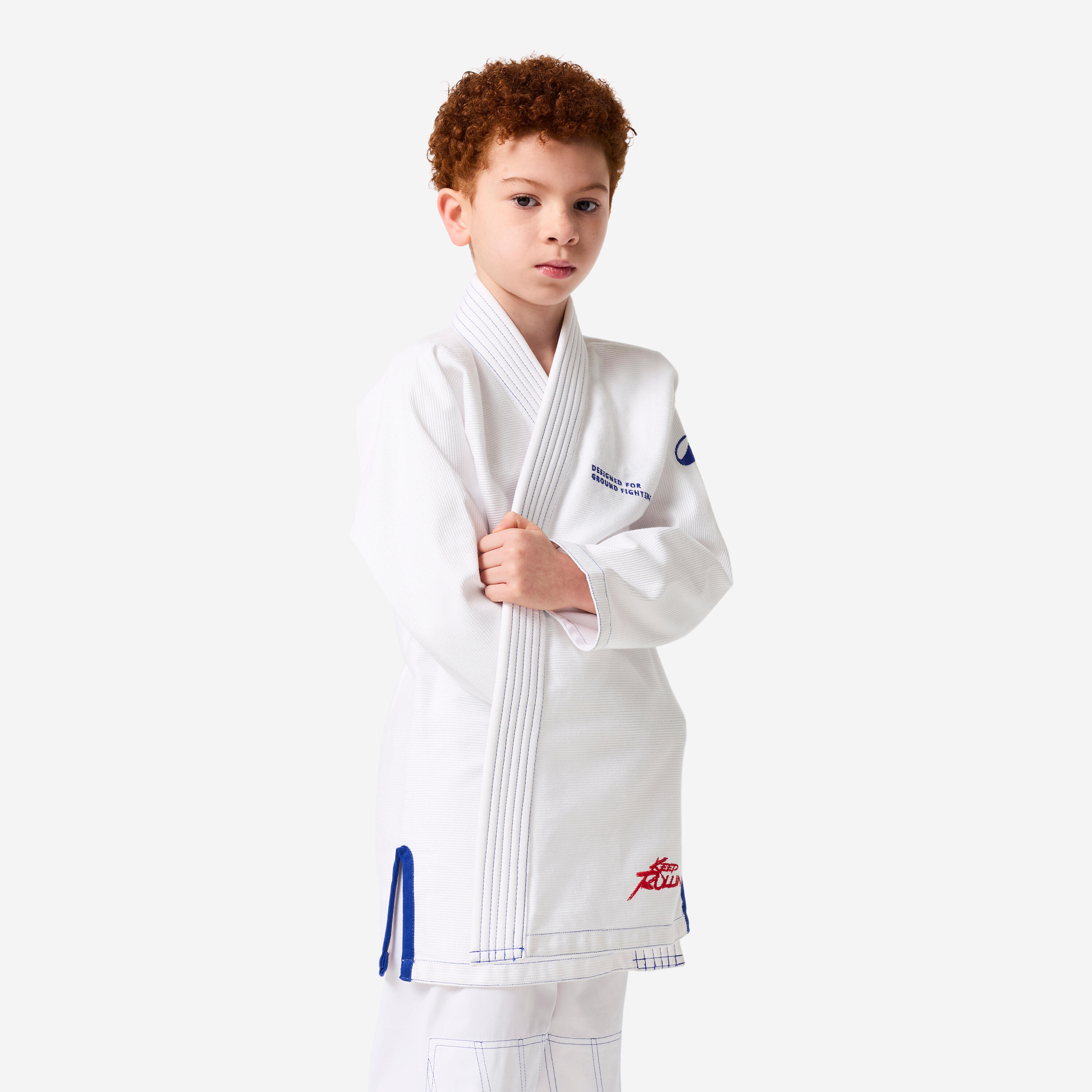 Kimono bambino BJJ resistente 350 g/m² bianco 3/5