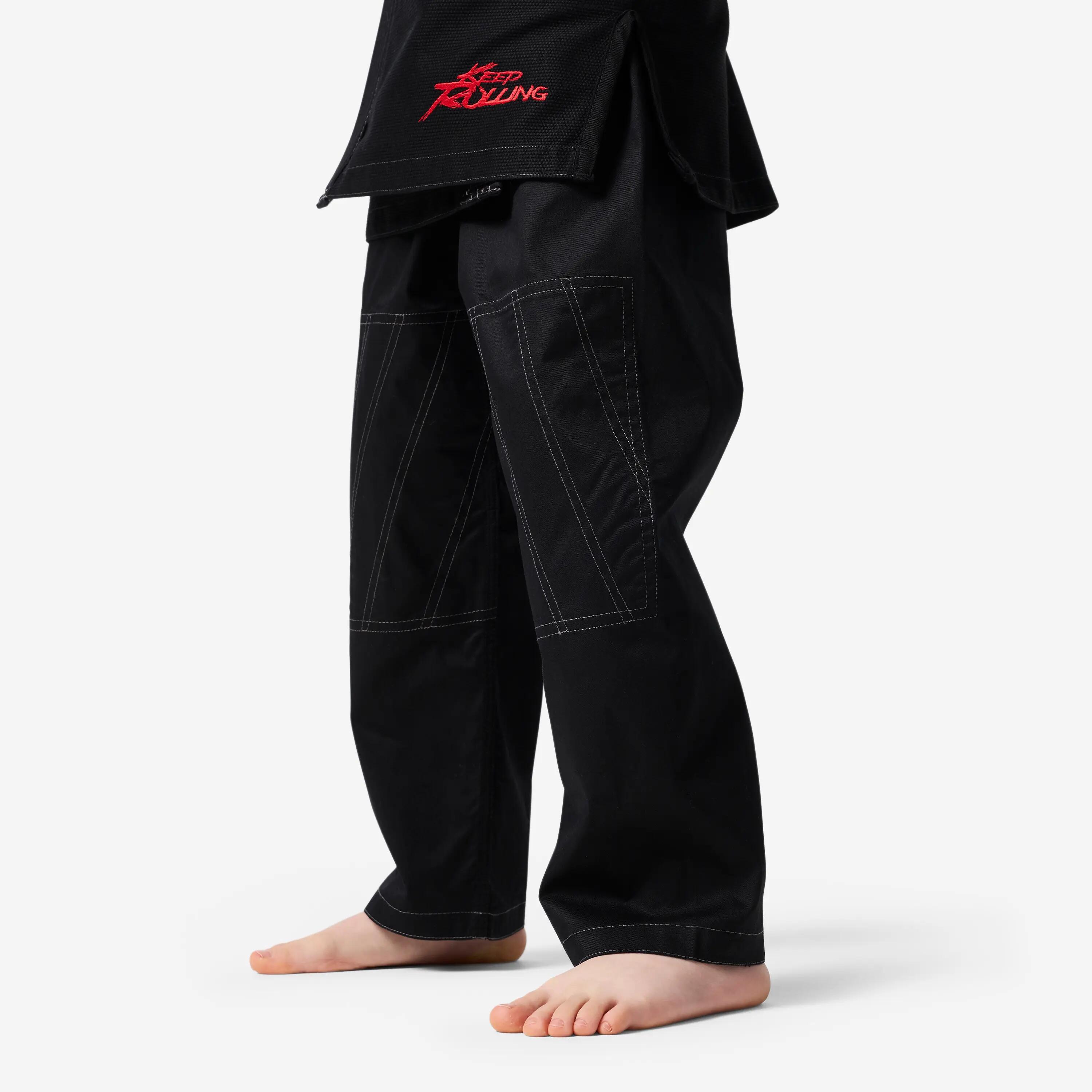 Kimono bambino BJJ resistente 350 g/m² nero 3/6