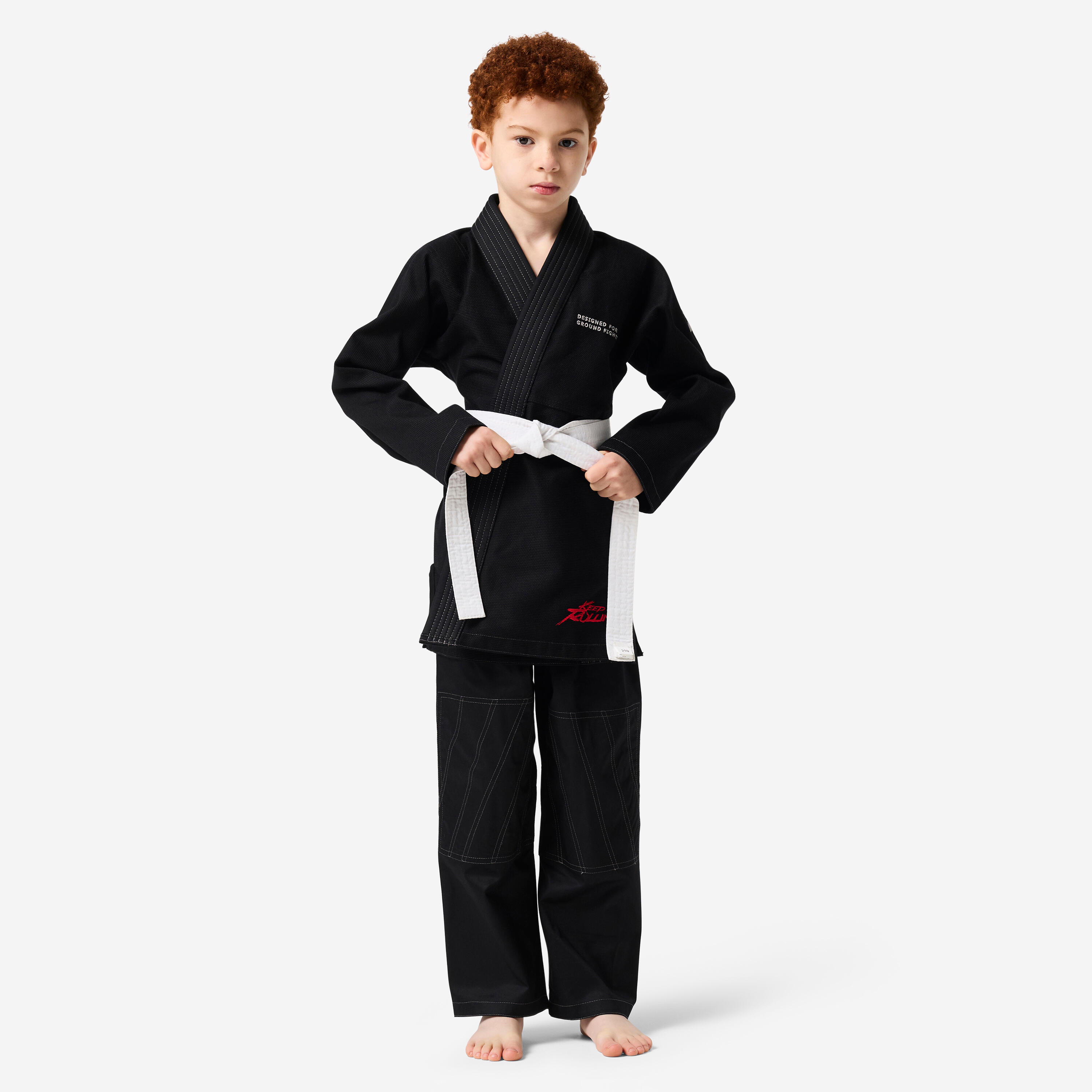 Kimono bambino BJJ resistente 350 g/m² nero 2/6