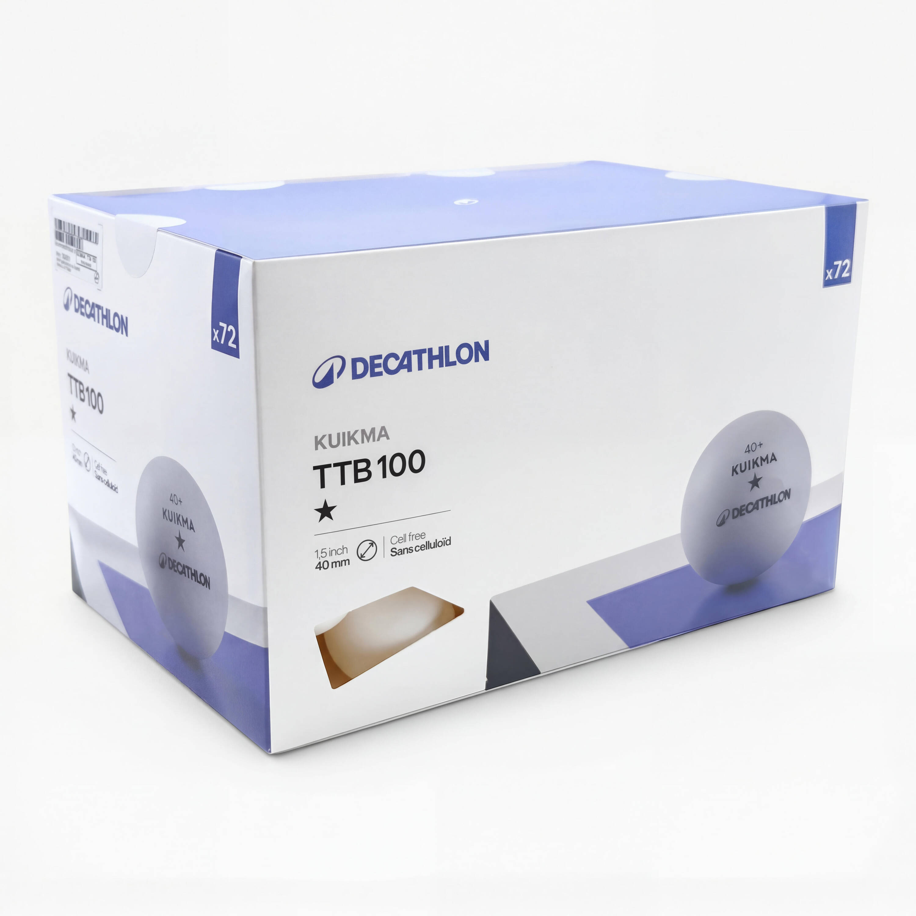Table Tennis Balls TTB100 1x40 Plus 72 Pack White -  1