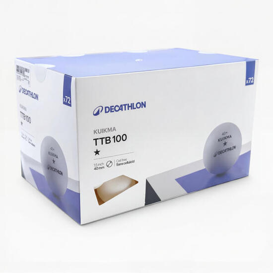 BALLES DE TENNIS DE TABLE TTB 100 1* 40+ X72 BLANCHES