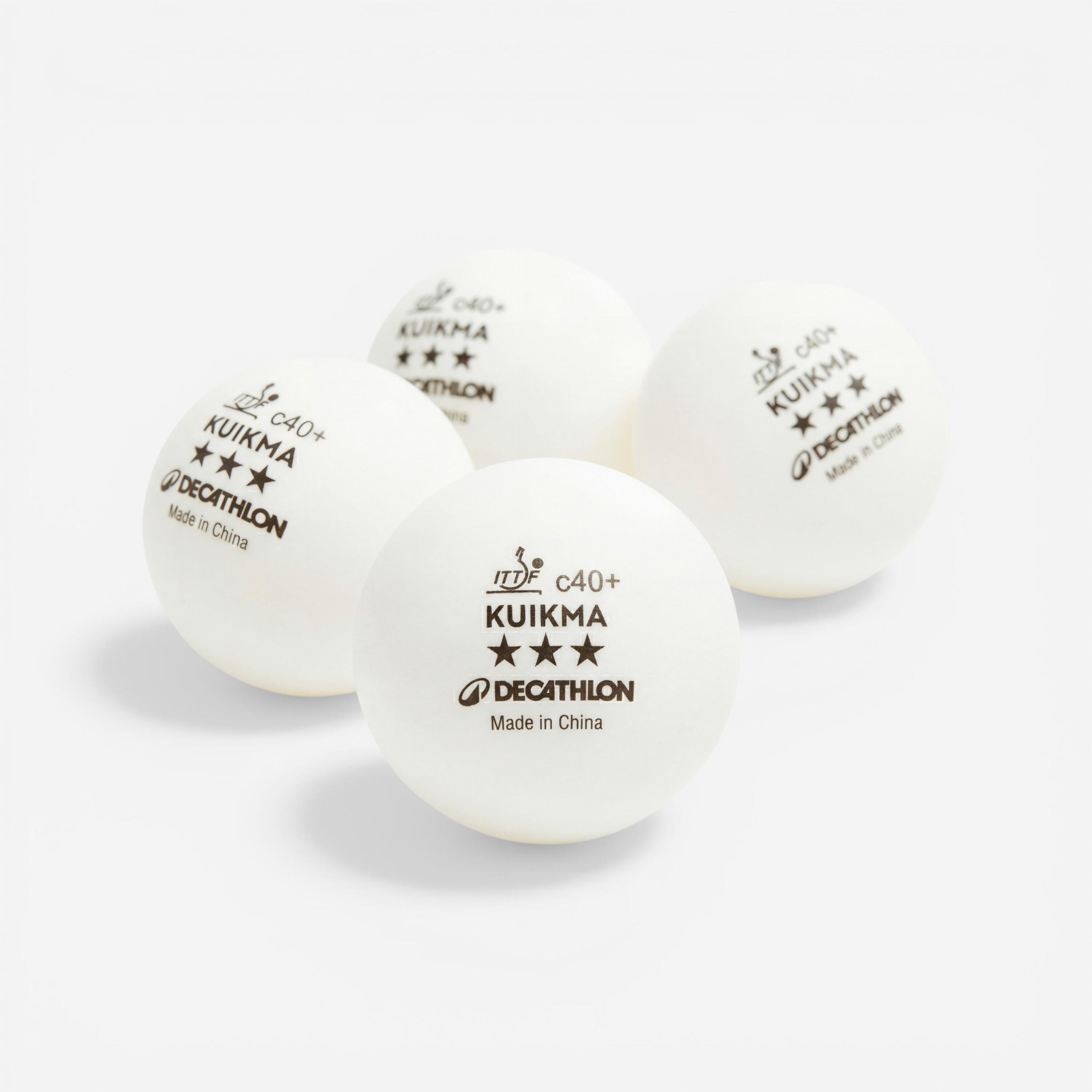 Table Tennis Balls TTB 900C 40+ 3* x 4 - White - PONGORI