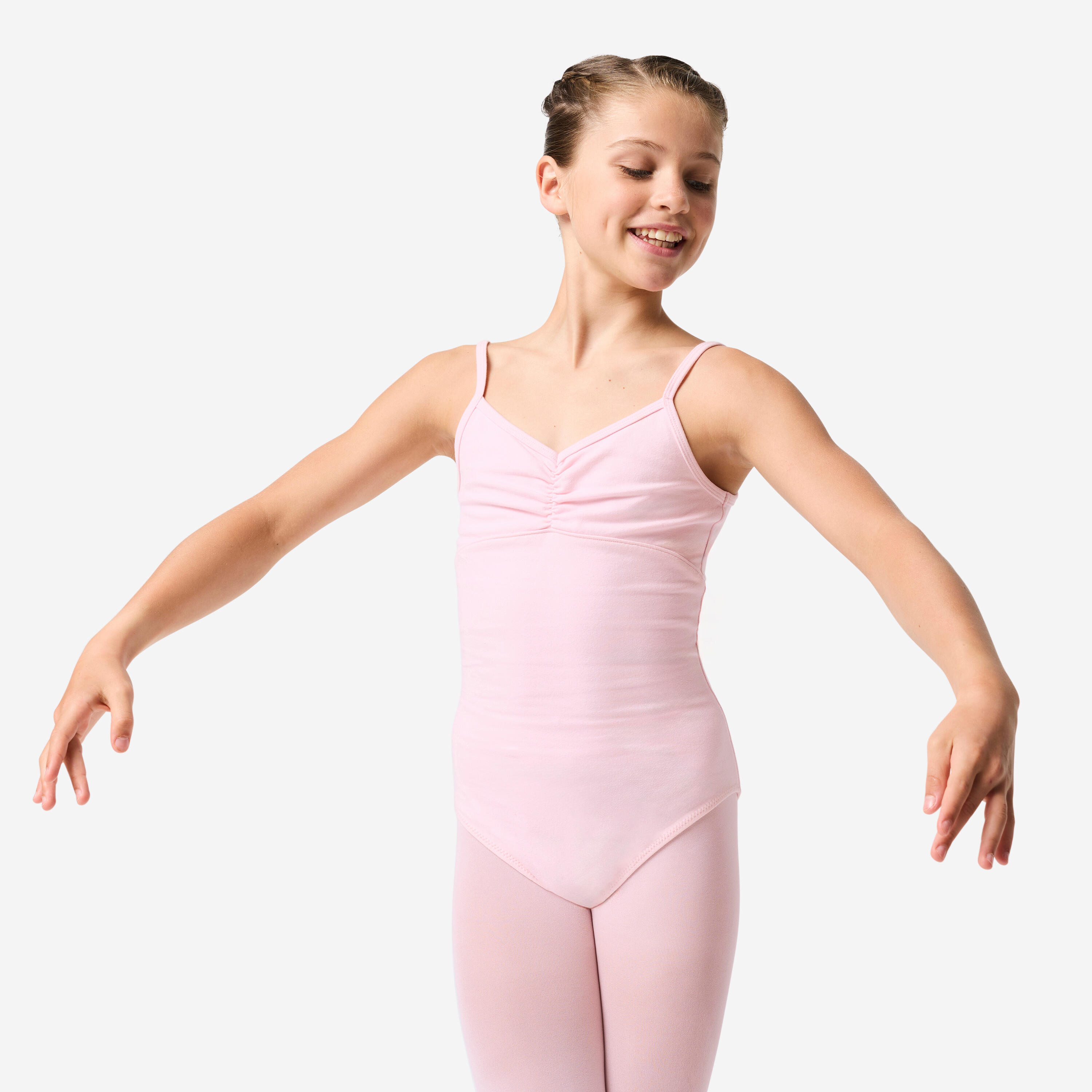 Girls’ Ballet Camisole Leotard - Pale Pink - DOMYOS