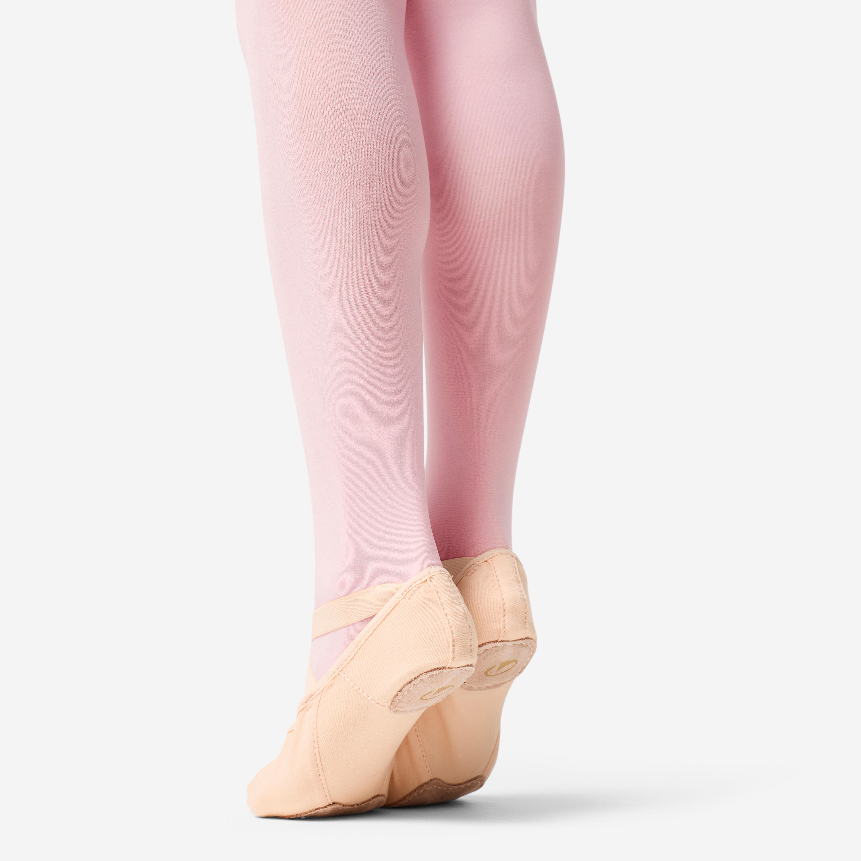 Demi-pointes de danse classique bi-semelles en toile femme, saumon 3/3