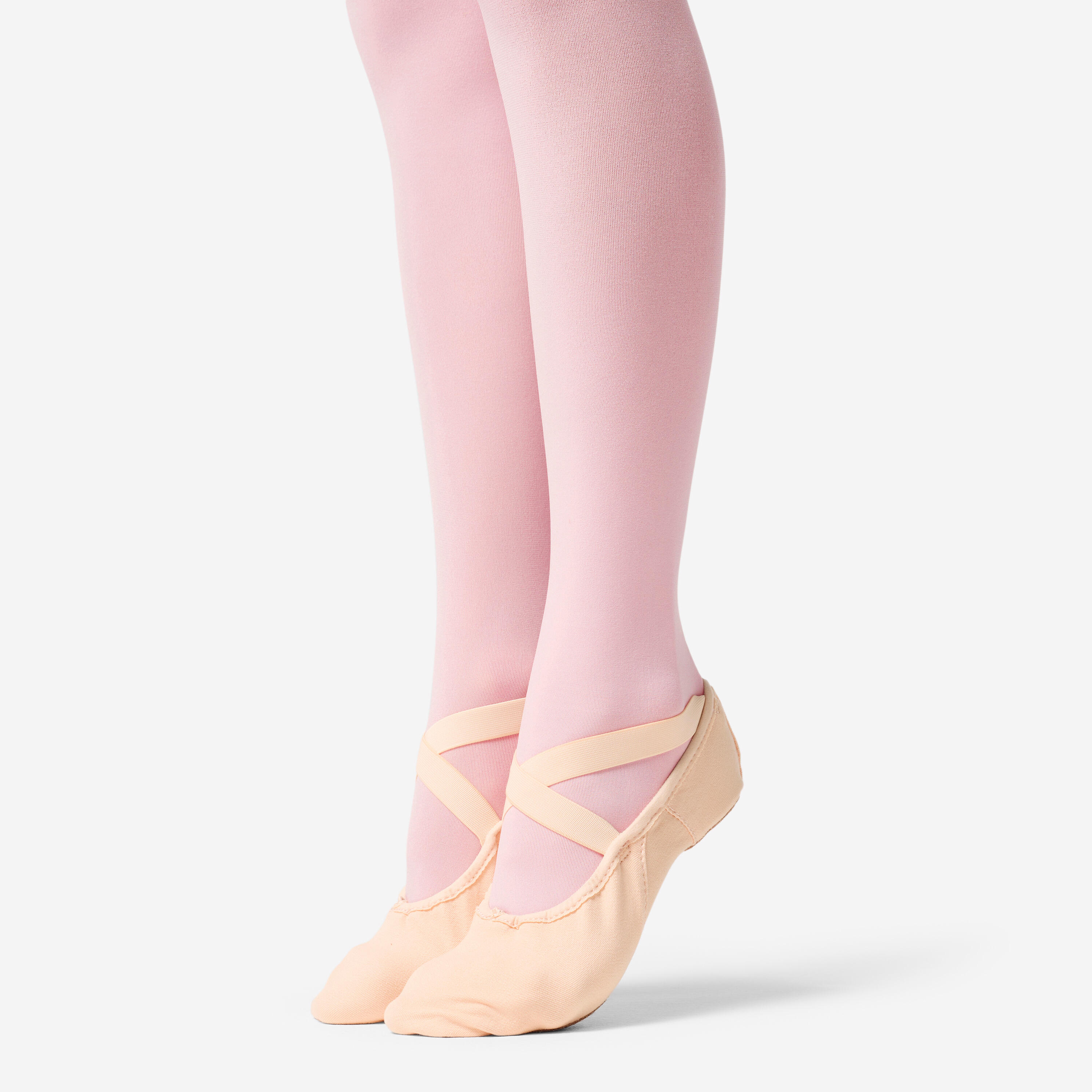 Demi-pointes de danse classique bi-semelles en toile femme, saumon 2/3