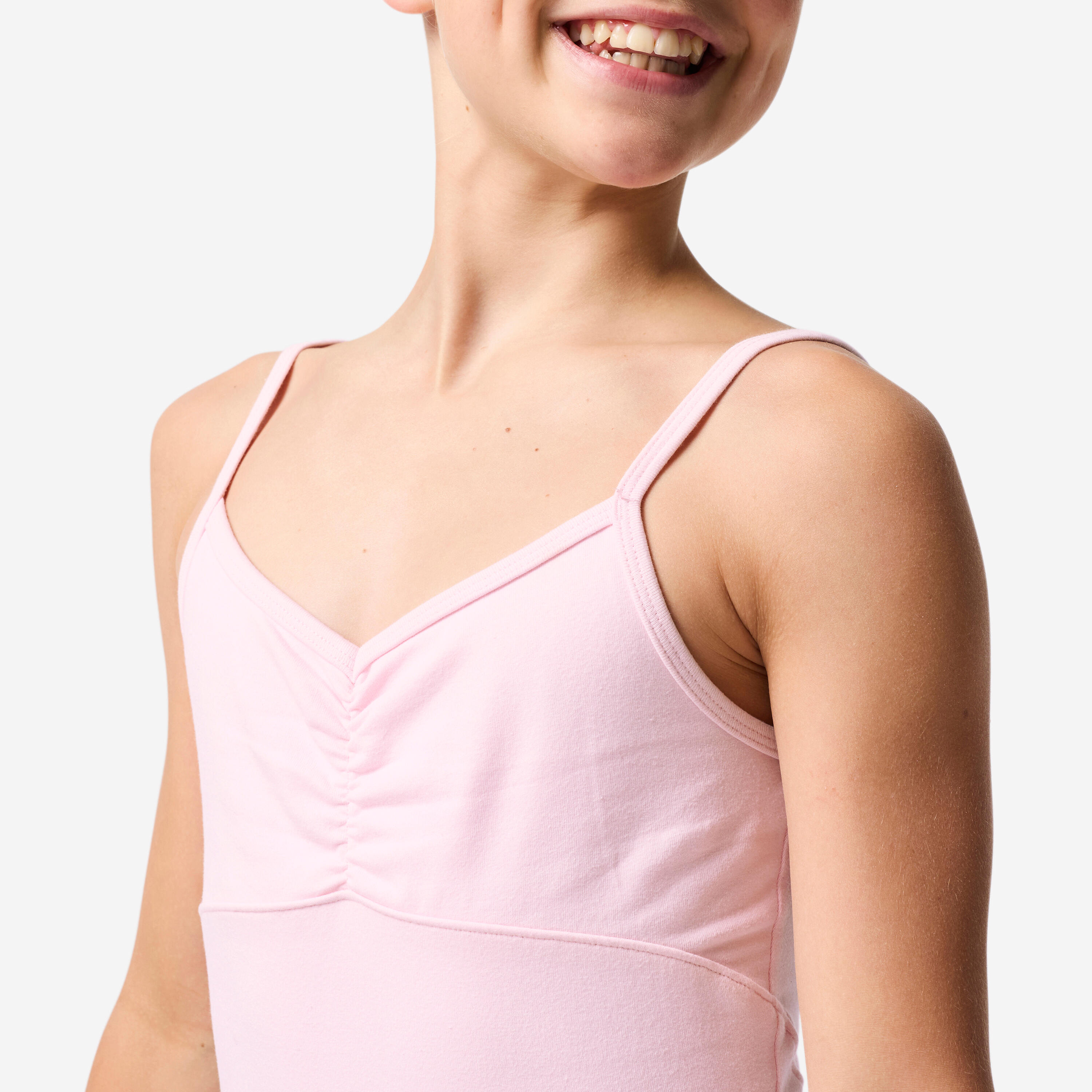 Justaucorps danse classique rose pale fines bretelles filles 5/6