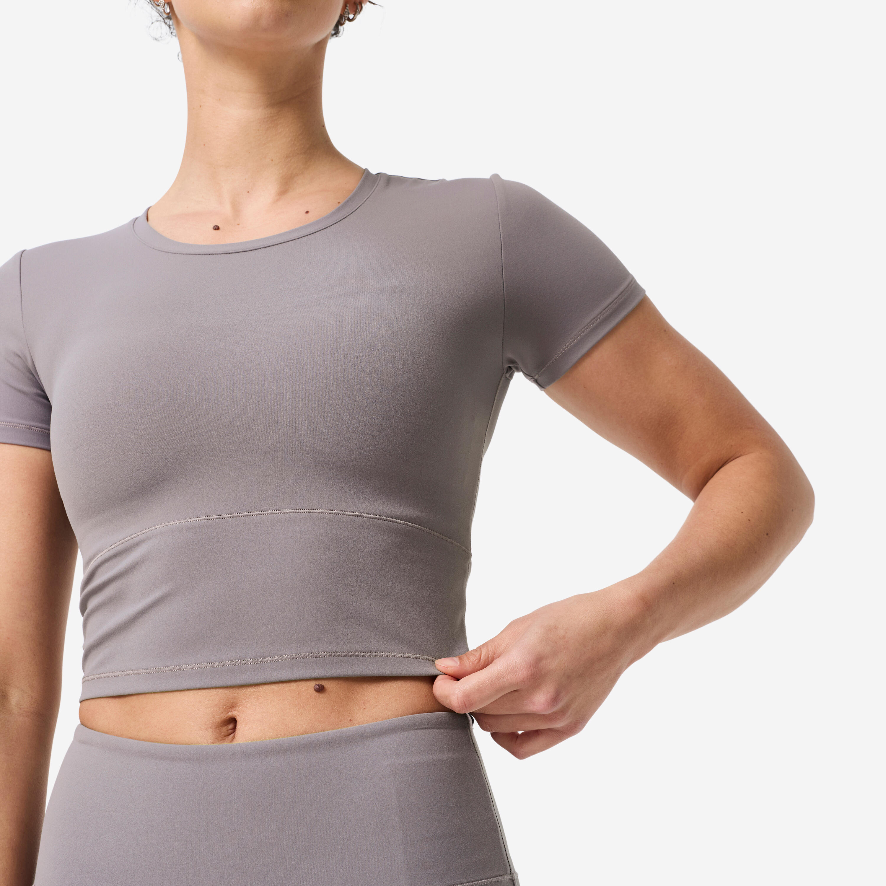 Women's Stretchy & Soft Yoga & Pilates T-Shirt - Ash Grey