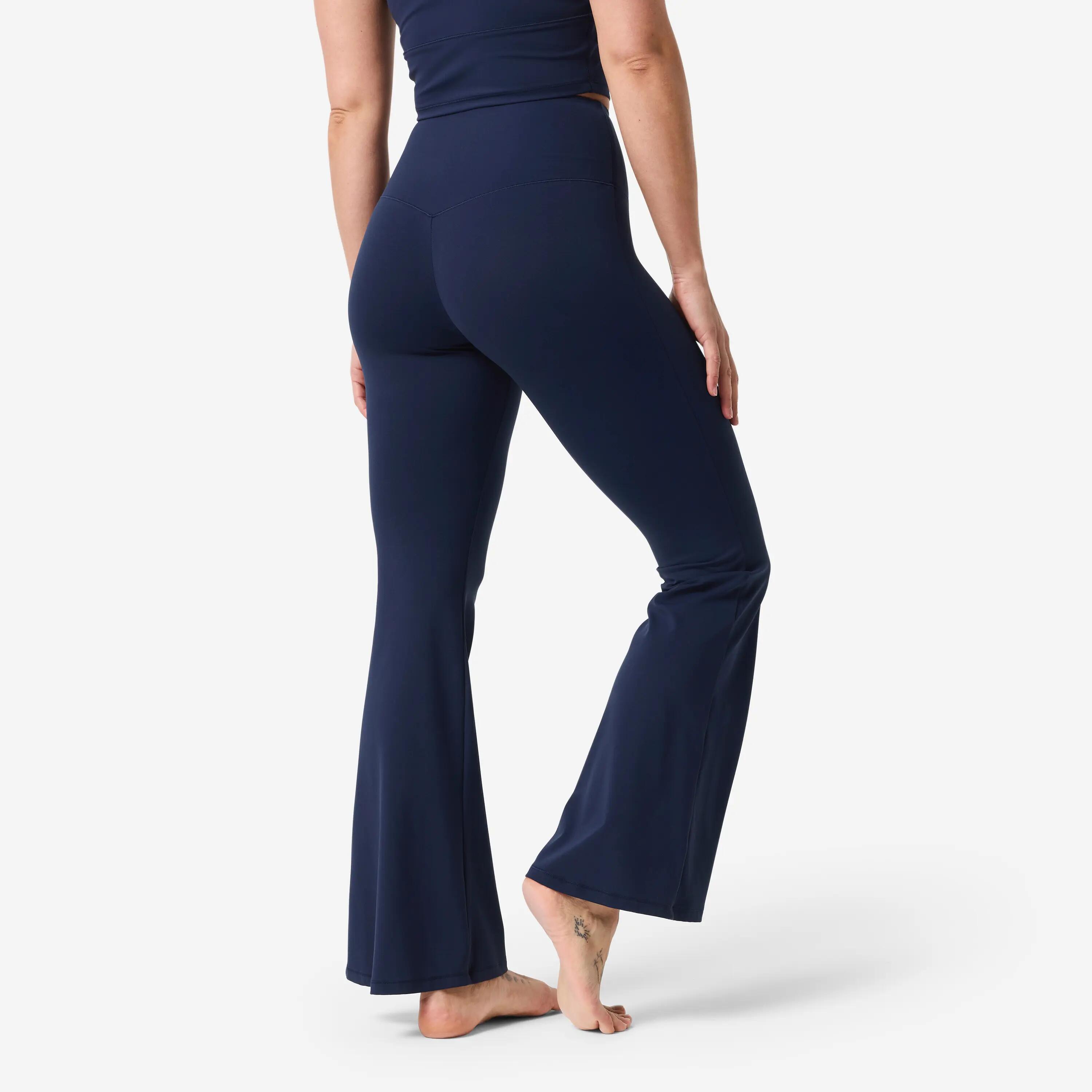 Women's soft, flared yoga and pilates leggings, dark blue 5/9