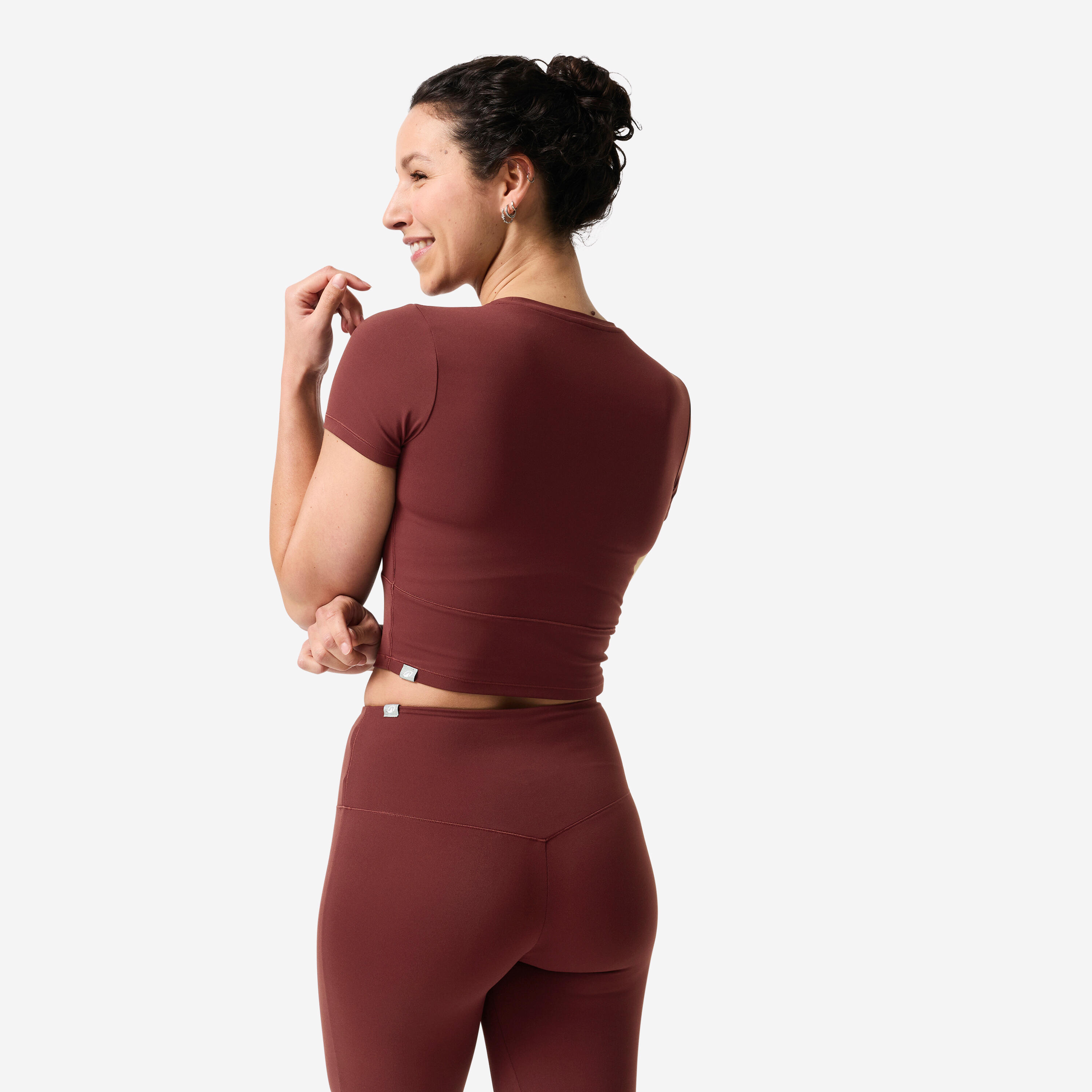 Camiseta Yoga/Pilates Mujer Burdeos Extensible Suave 4/6