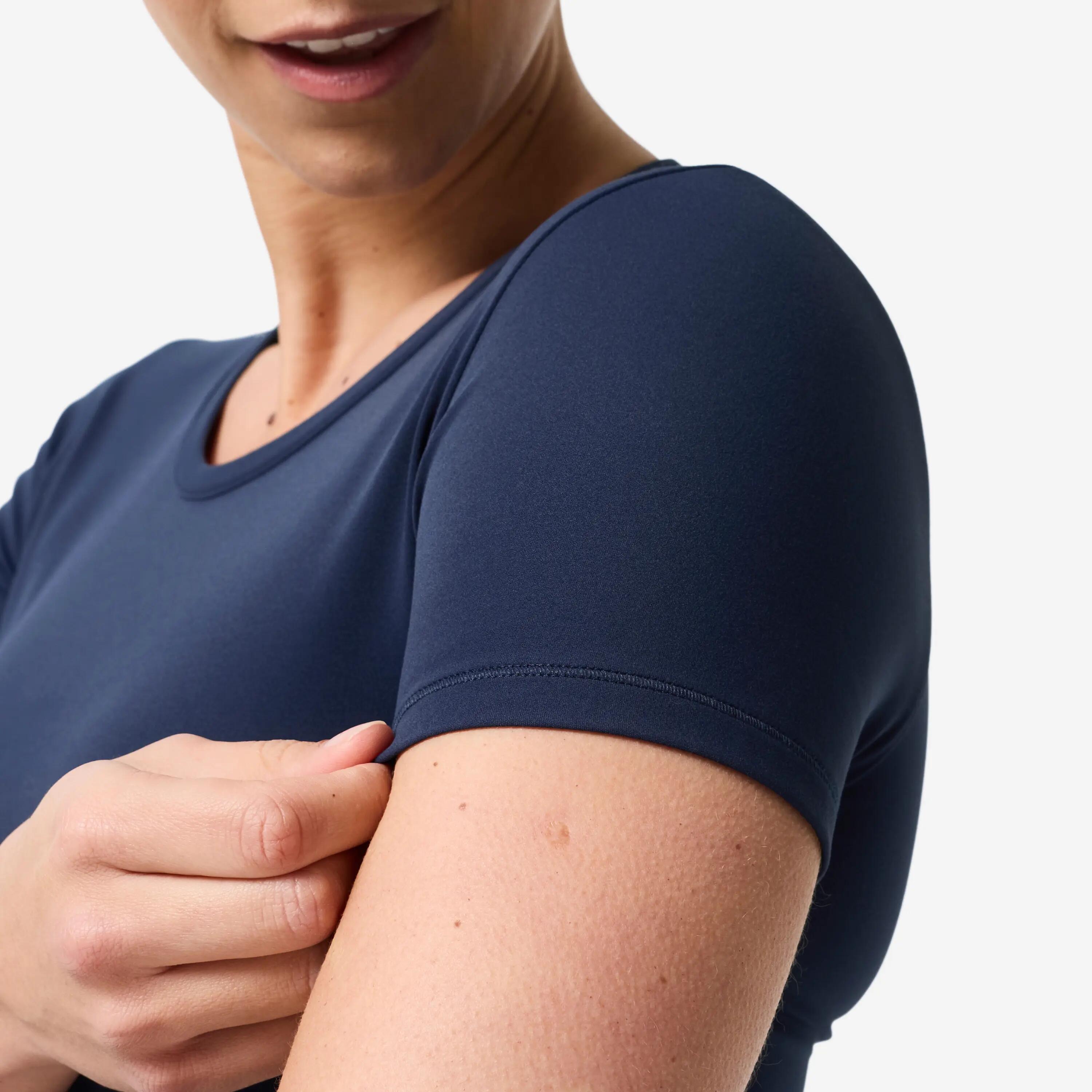 T-shirt donna yoga BREATHE slim fit traspirante blu 6/10