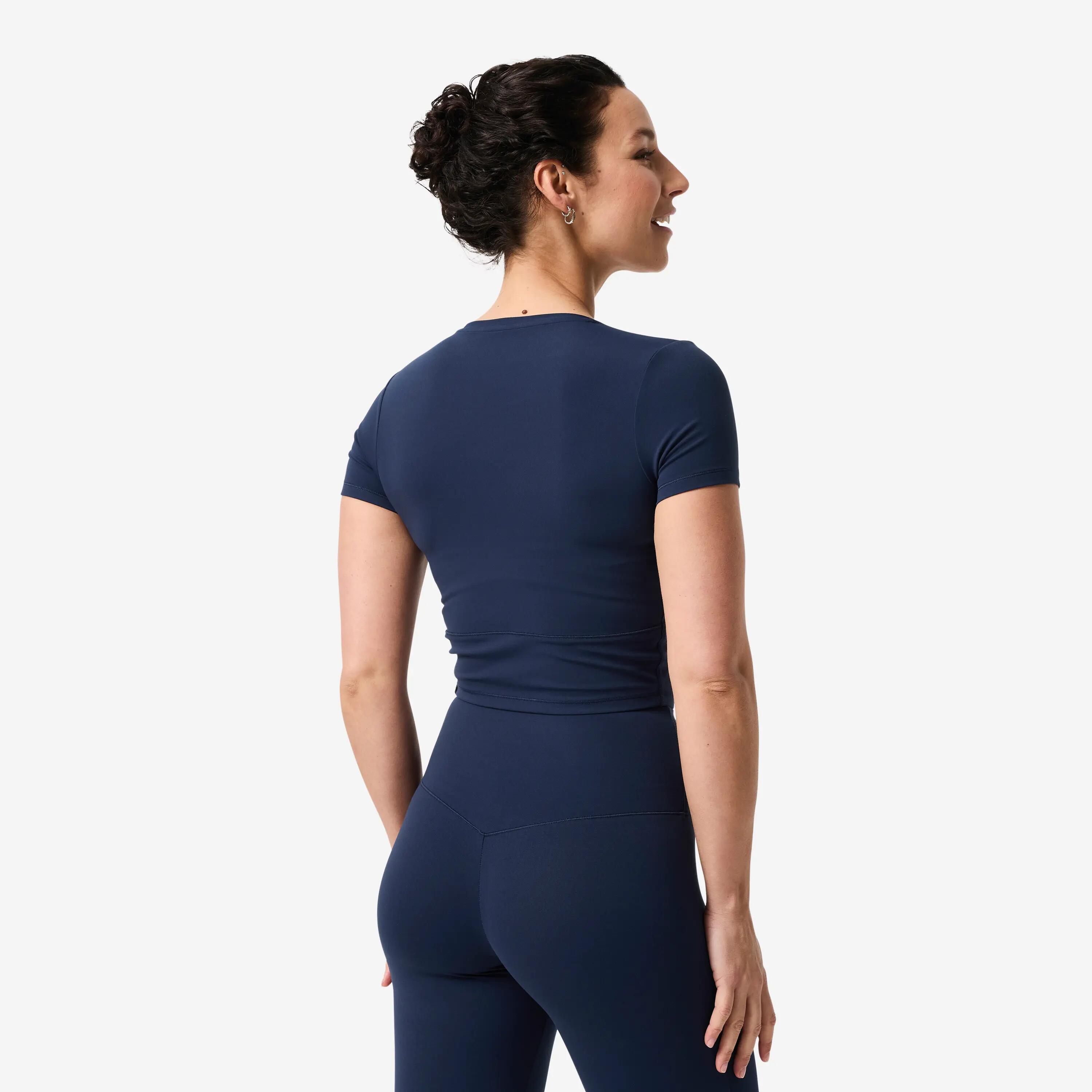 T-shirt donna yoga BREATHE slim fit traspirante blu 5/10