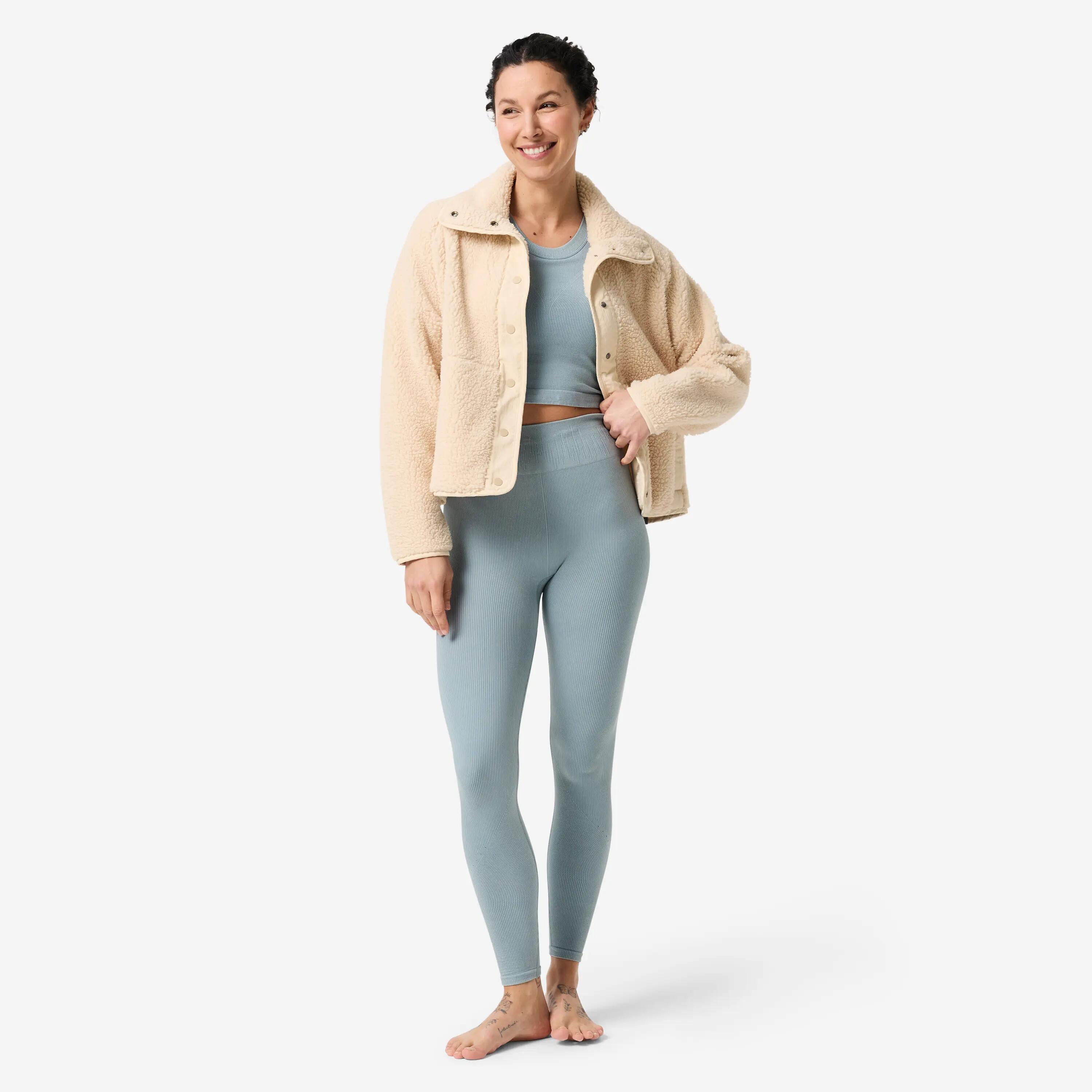 Pile sherpa donna yoga pesante beige 2/8