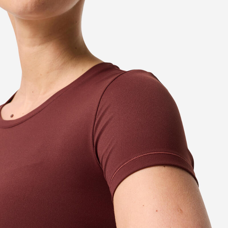 Tricou de yoga și pilates elastic și moale Bordo Damă