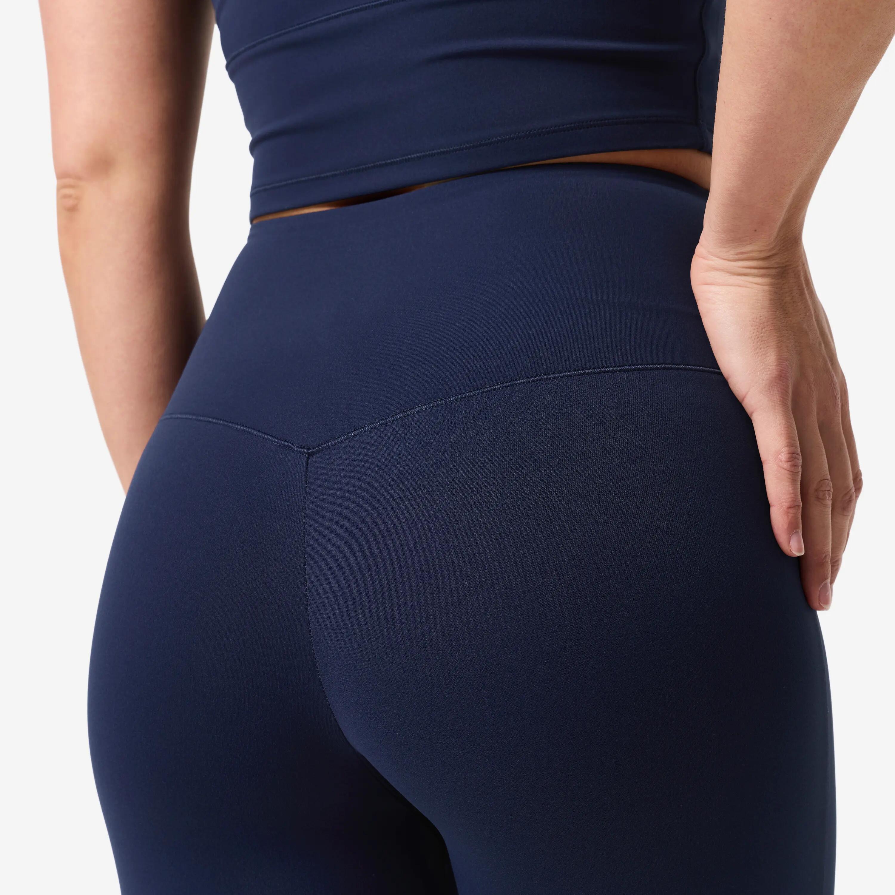 Women's soft, flared yoga and pilates leggings, dark blue 7/9