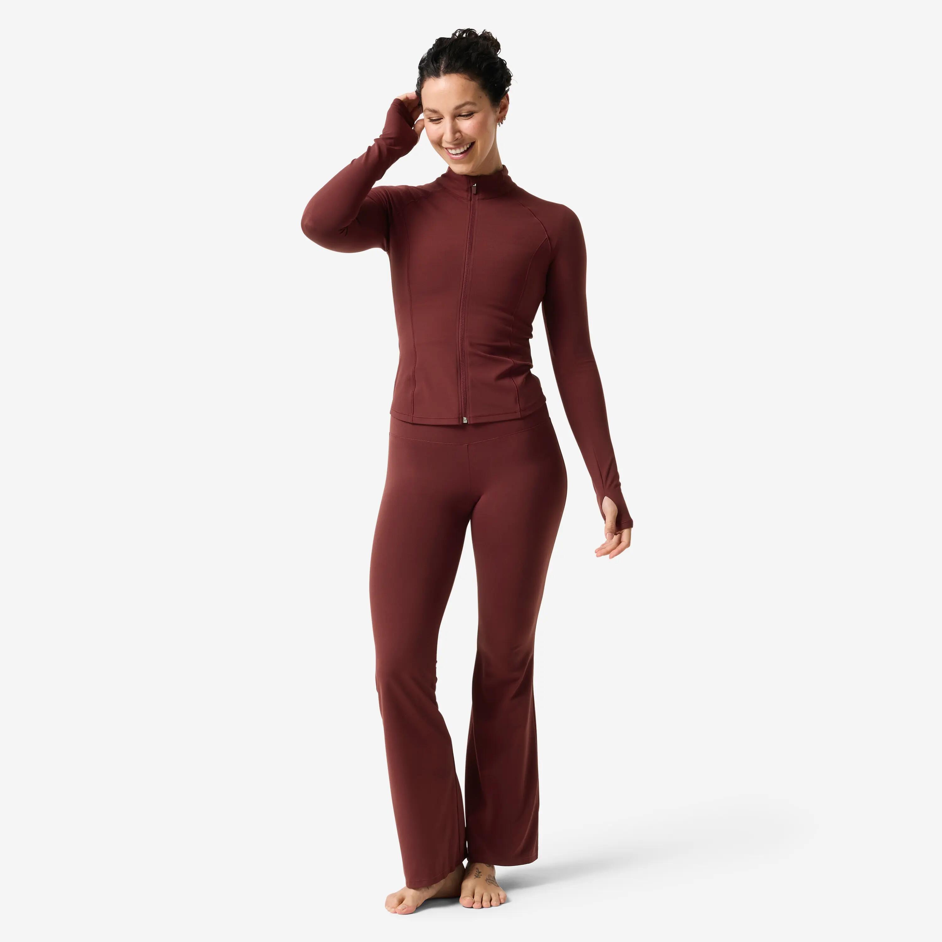 Veste de yoga et pilates femme, bordeaux 3/9
