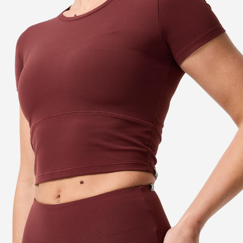 Tricou de yoga și pilates elastic și moale Bordo Damă