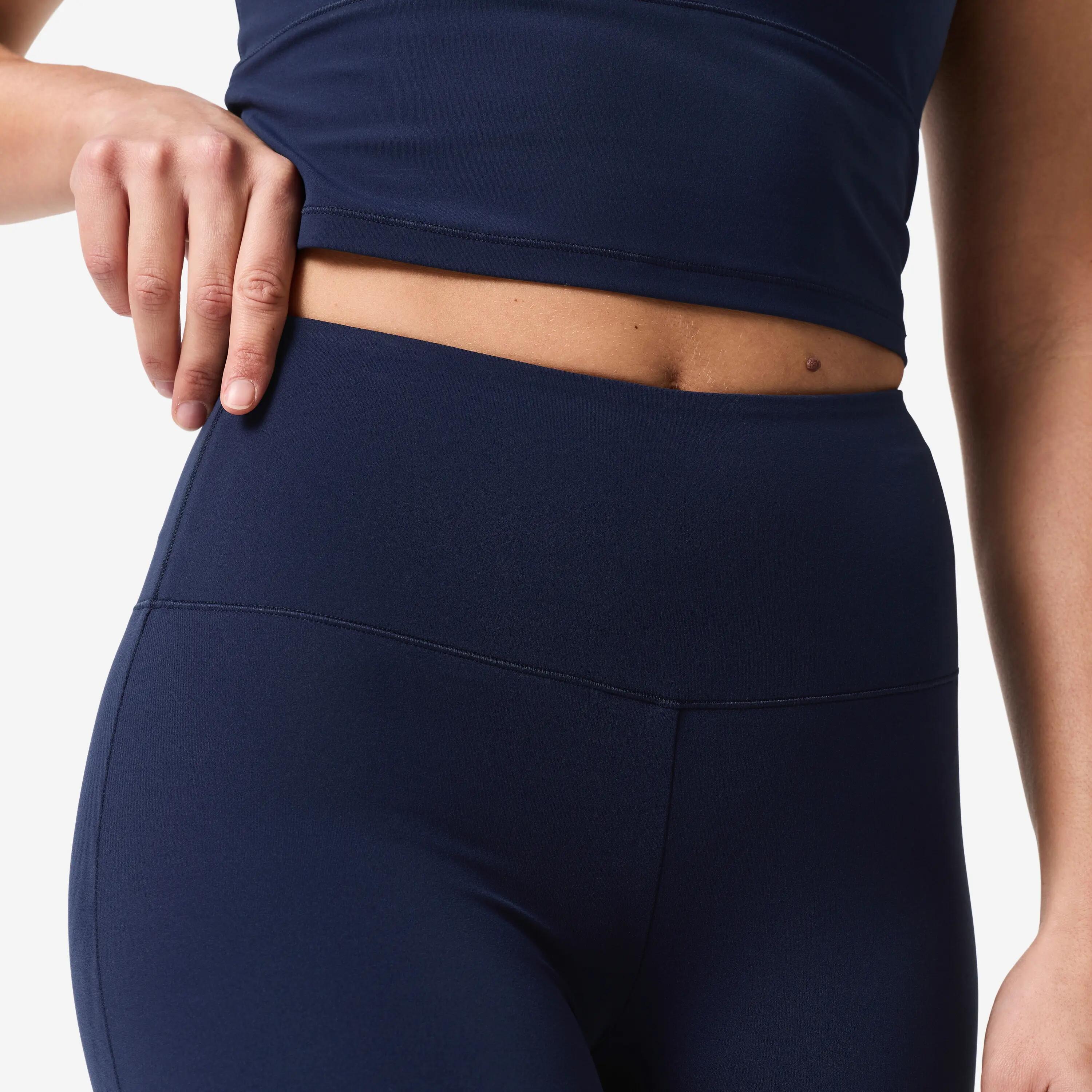 Women's soft, flared yoga and pilates leggings, dark blue 6/9