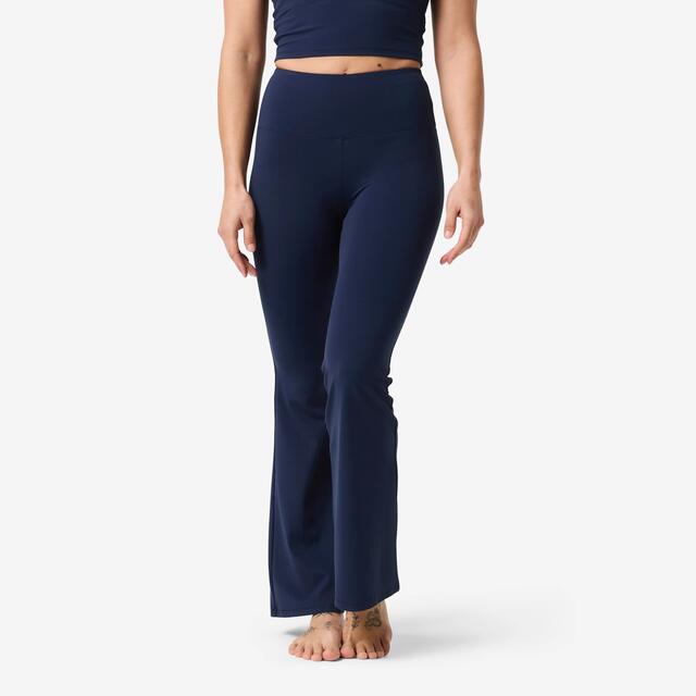 Leggings Schlaghose Yoga Pilates Damen weich – dunkelblau