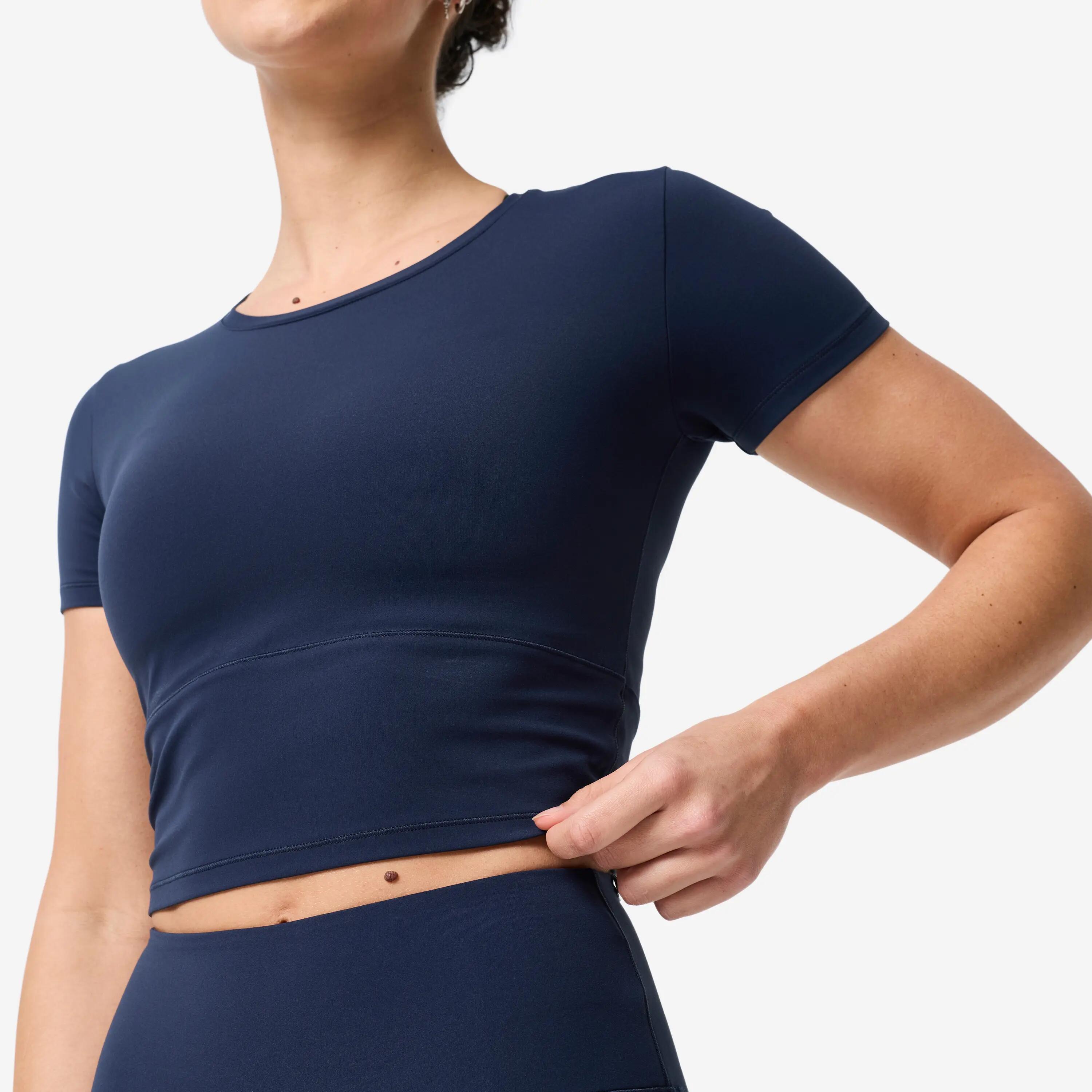 T-shirt donna yoga BREATHE slim fit traspirante blu 7/10