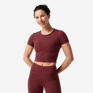 Camiseta Yoga/Pilates Mujer Burdeos Extensible Suave