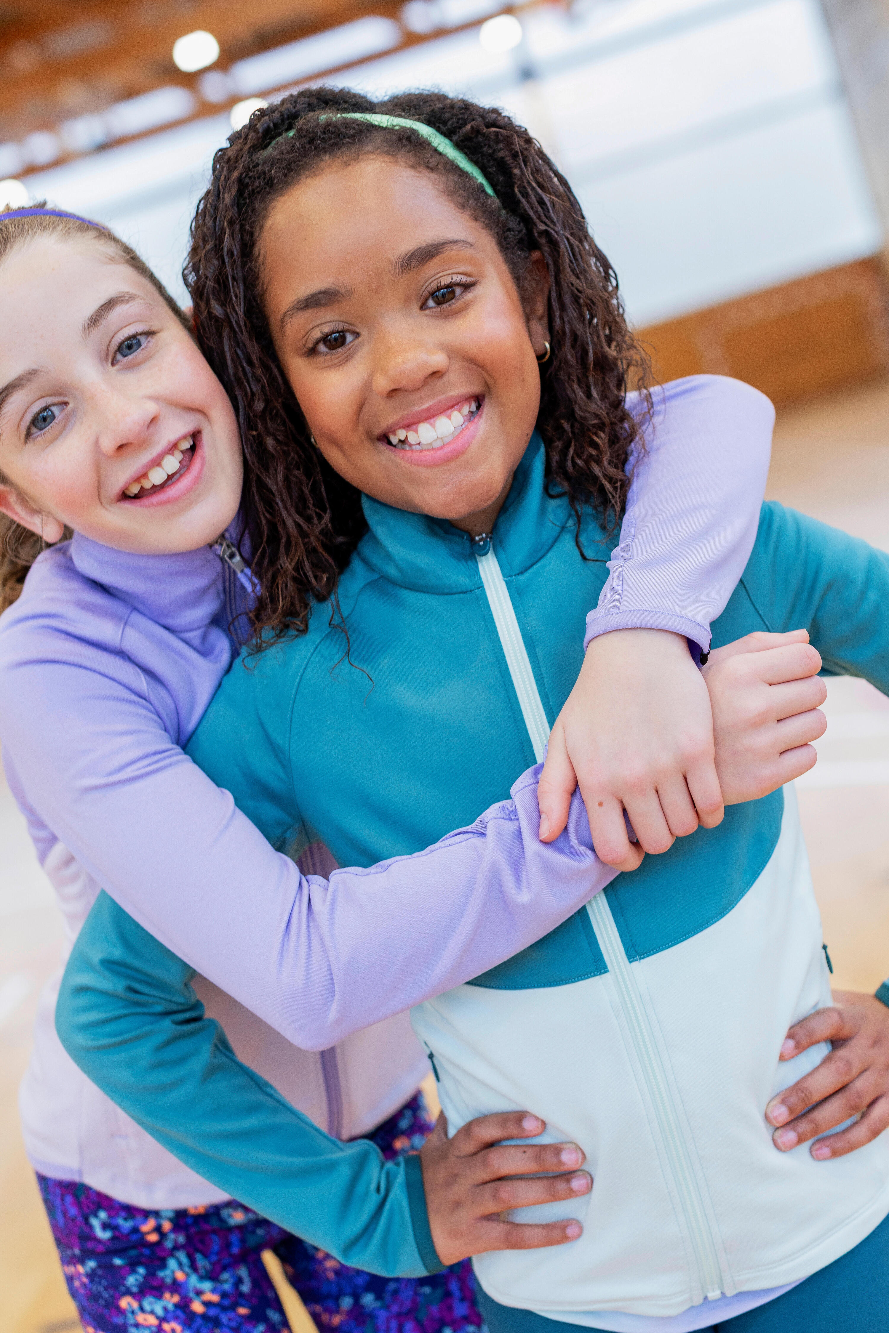 Veste de sport cintrée fille, bleu et vert menthe 10/12