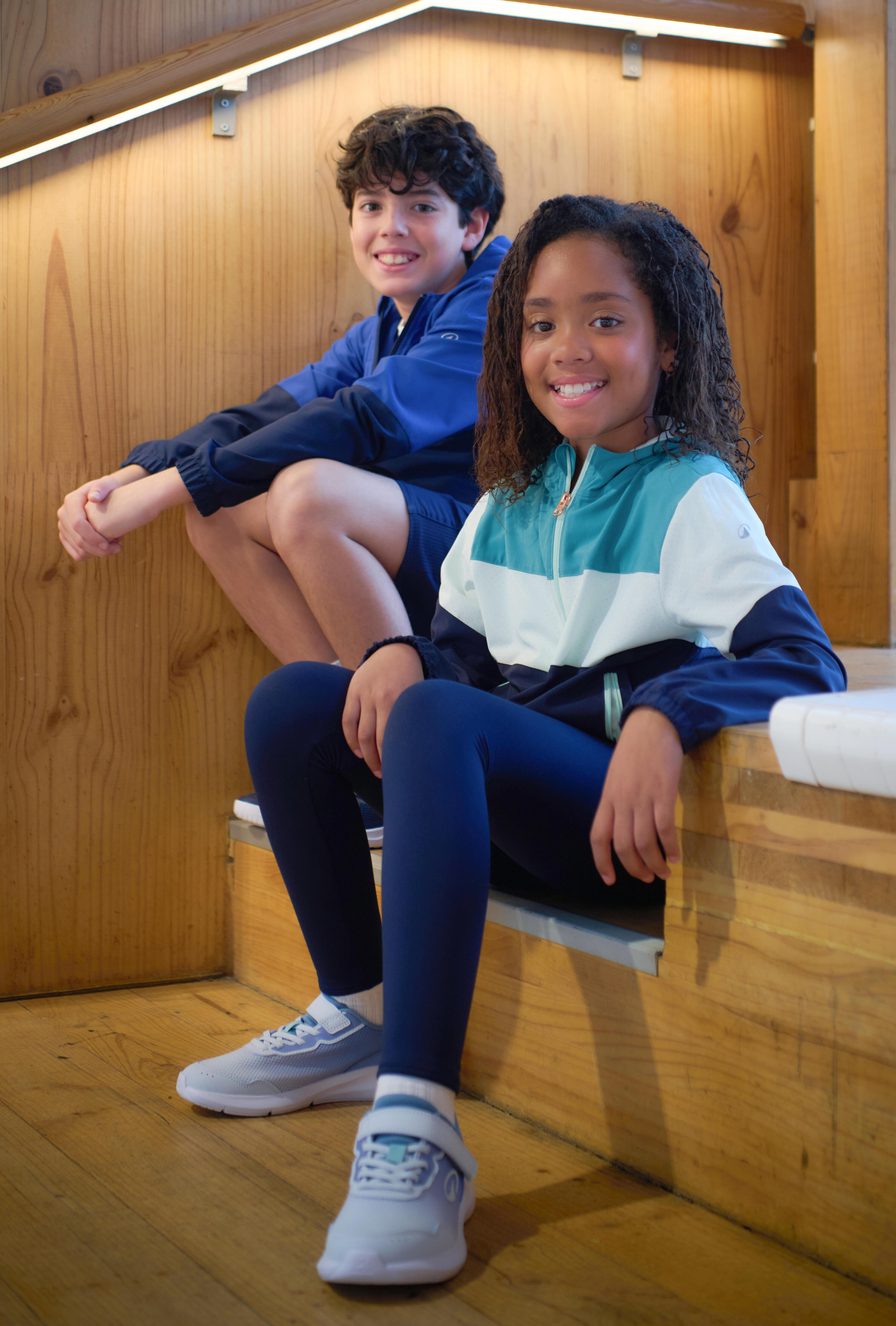 Legging multisport chaud et respirant fille, bleu 7/8