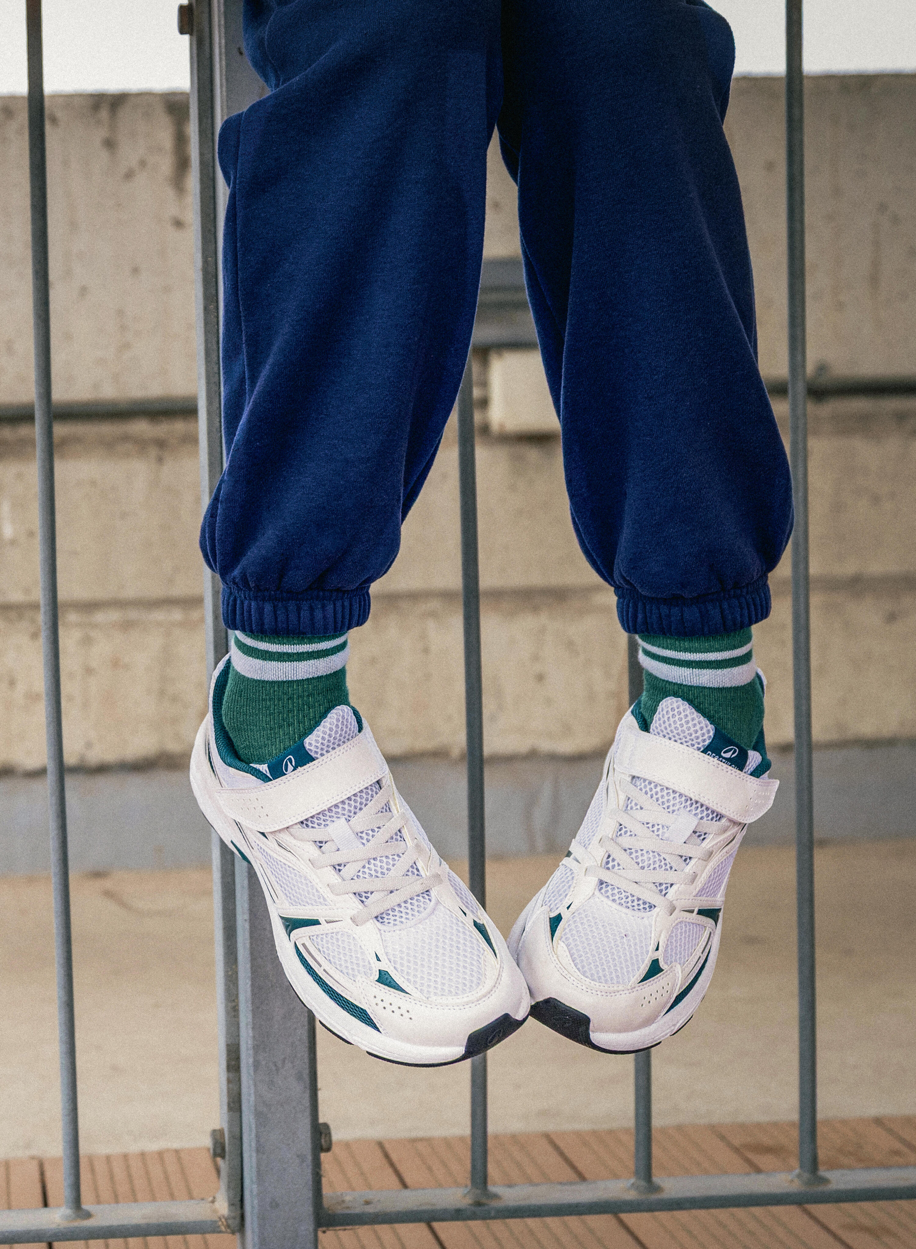 Sportschoenen OG2K voor kinderen wit/groen/zwart 8/10