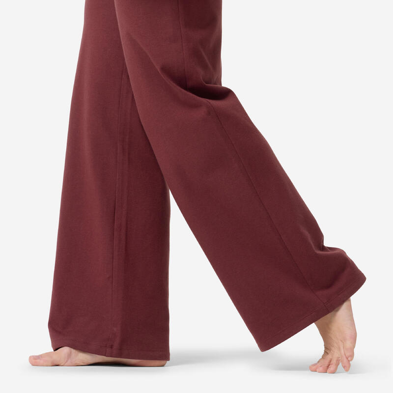 Pantaloni de yoga bumbac moale talie înaltă bordo Damă