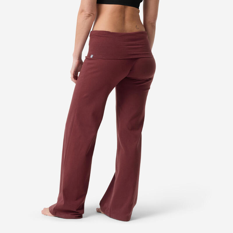 Pantaloni de yoga bumbac moale talie înaltă bordo Damă