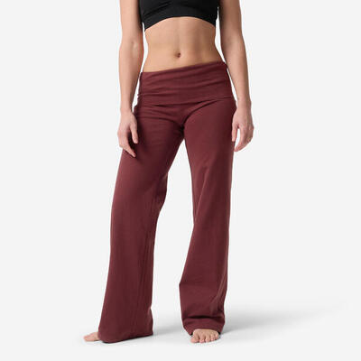 Pantaloni tuta donna yoga flare vita alta cotone neri