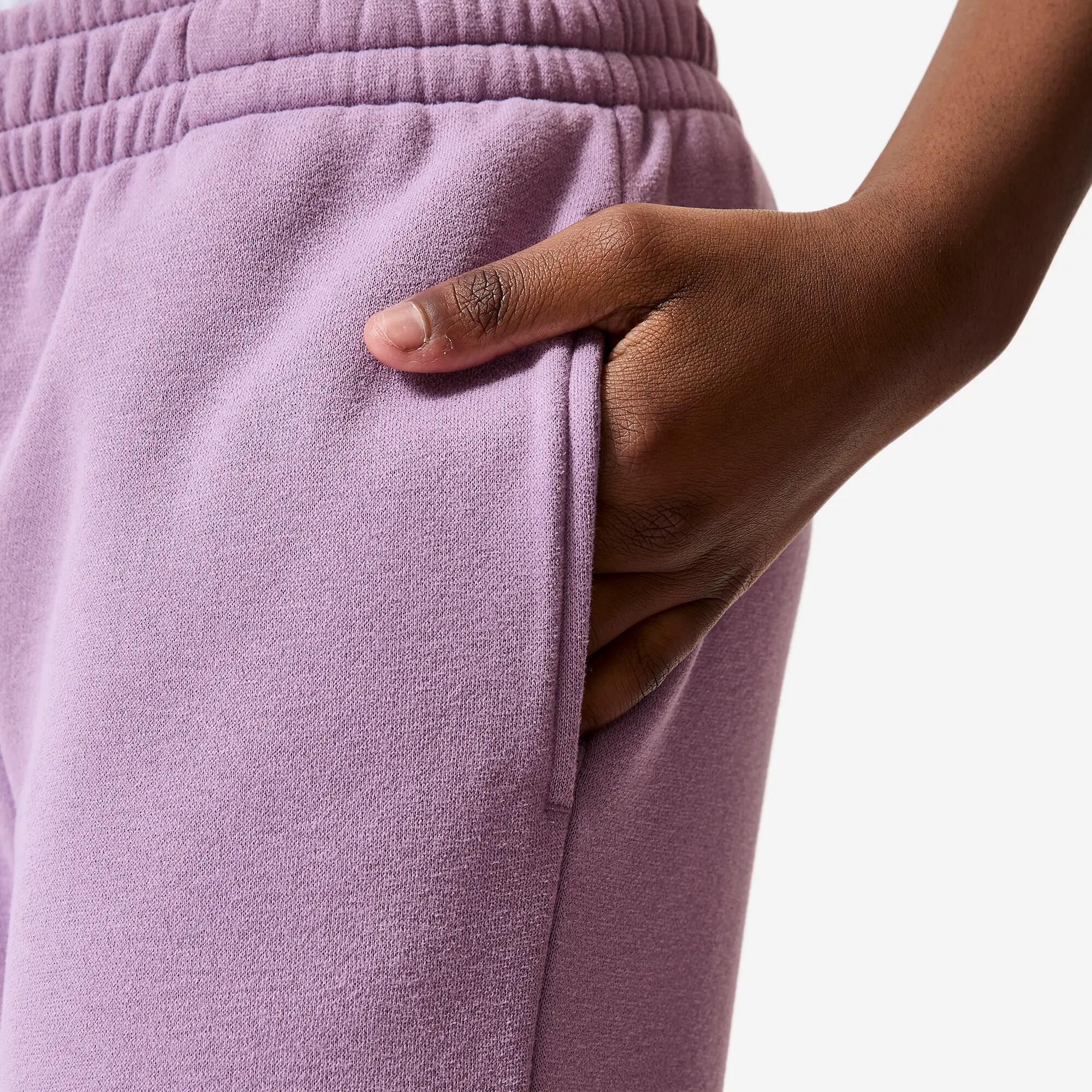 Pantaloni tuta bambina ginnastica regular fit felpati con tasche lilla 5/6