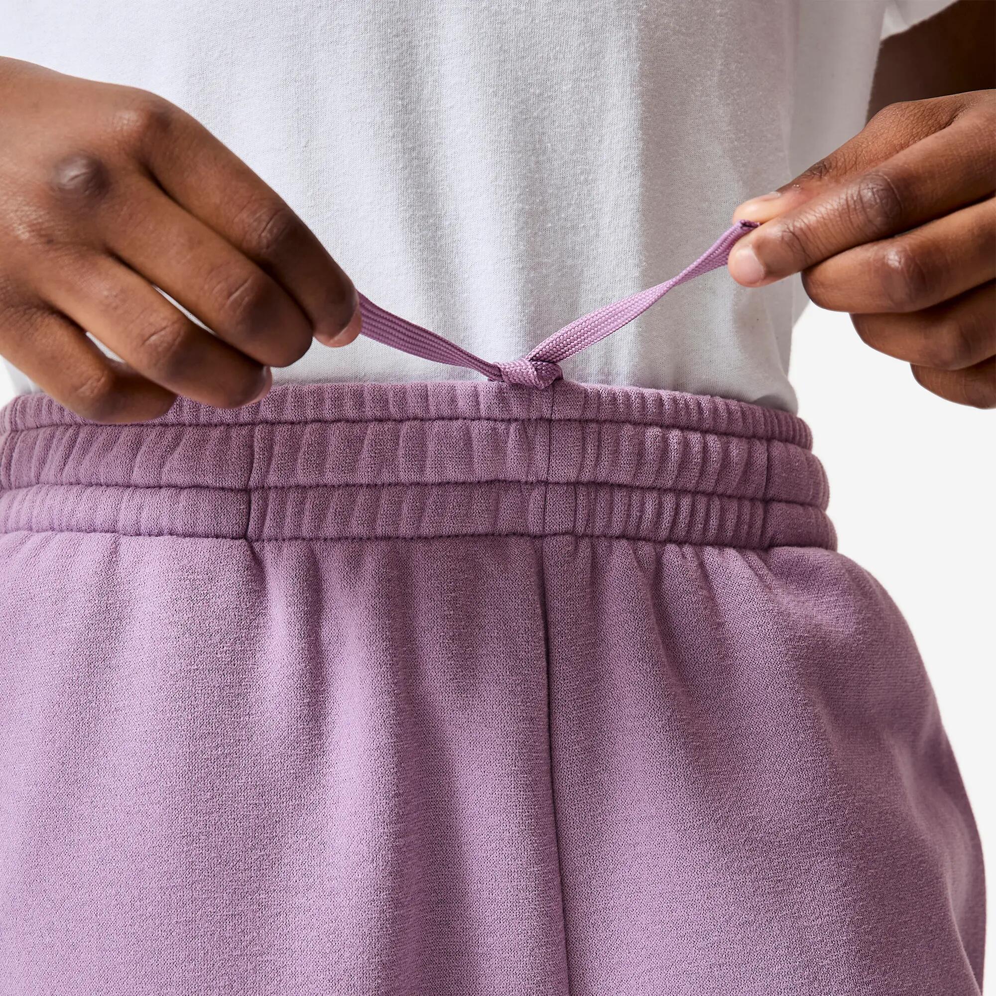Pantaloni tuta bambina ginnastica regular fit felpati con tasche lilla 3/6