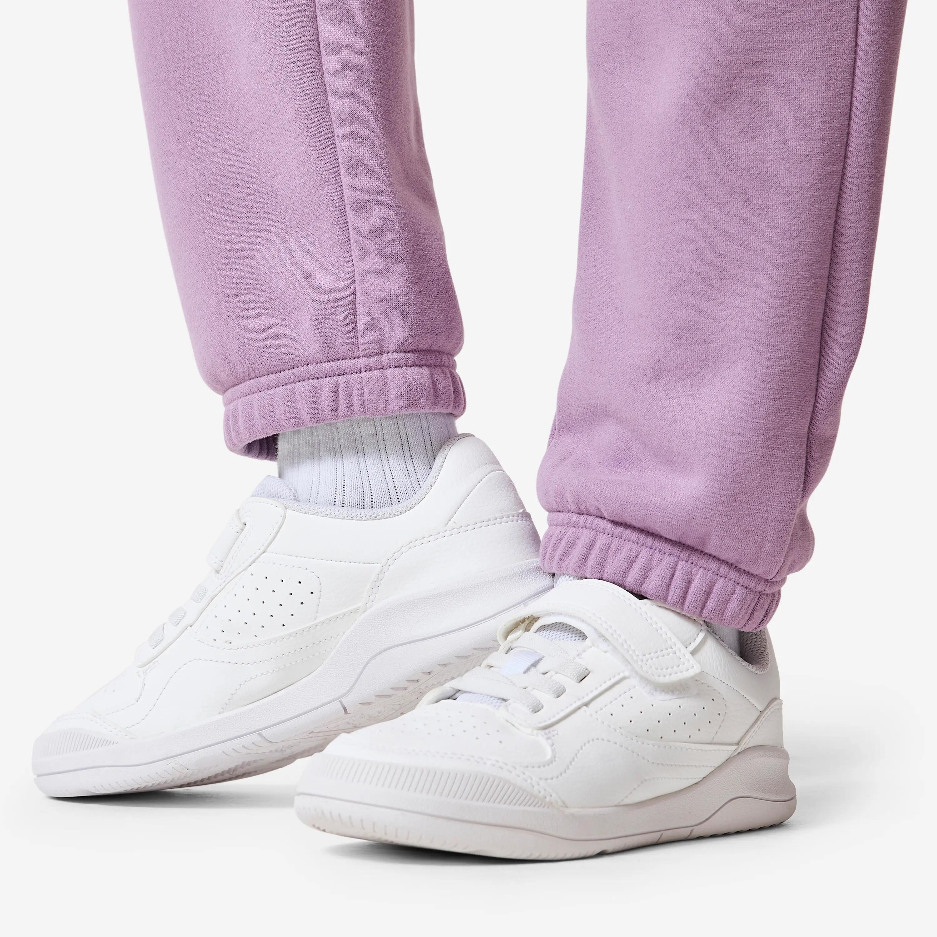 Pantaloni tuta bambina ginnastica regular fit felpati con tasche lilla 6/6