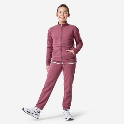 Tuta bambina ginnastica felpata lilla