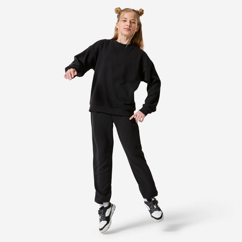 Pantalon de jogging călduros din fleece, negru, copii