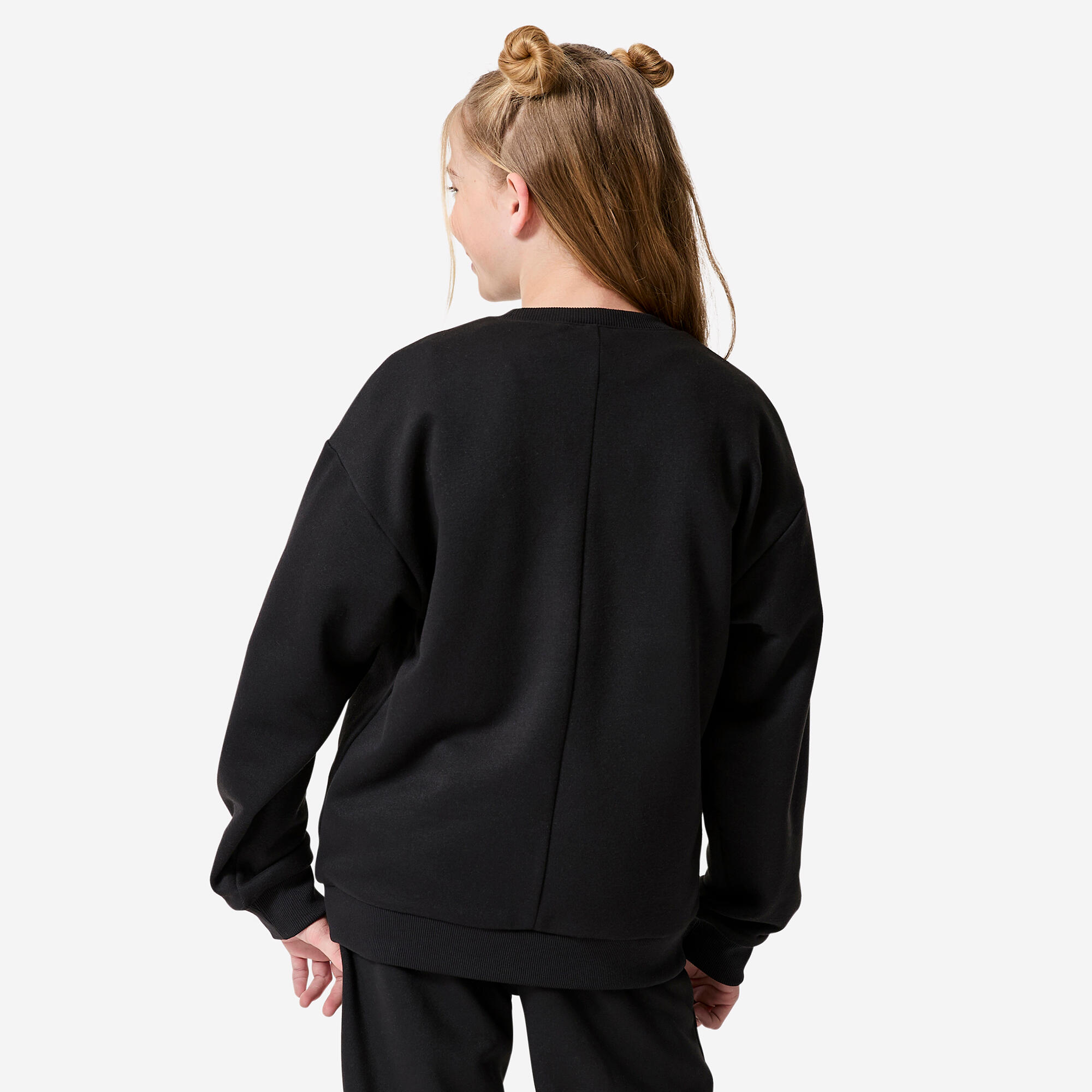Sweatshirt Kinder Rundhalsausschnitt Molton - schwarz 4/5