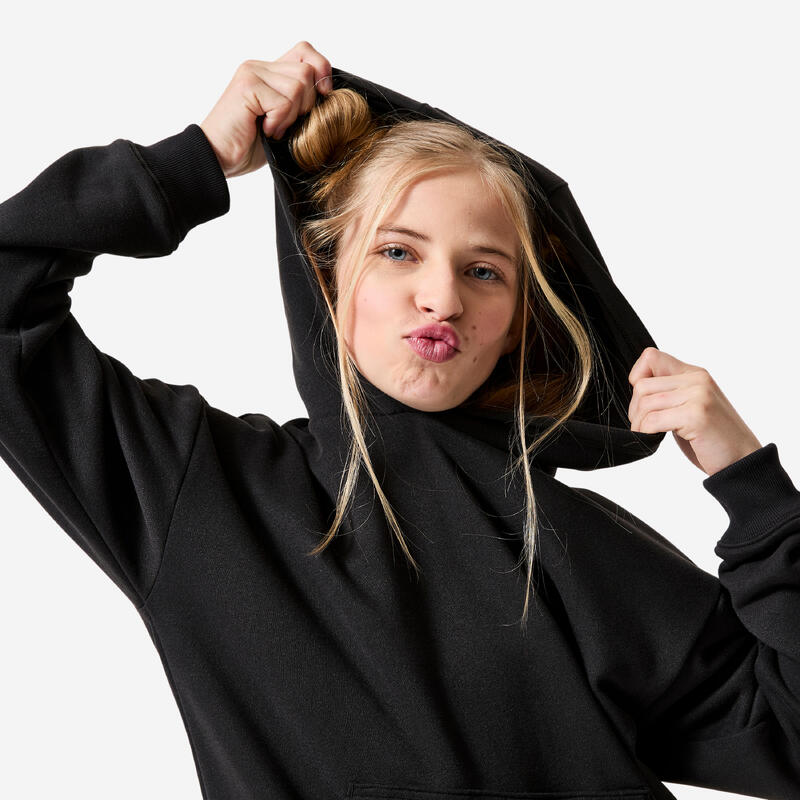 Hanorac cu glugă oversize Negru Copii