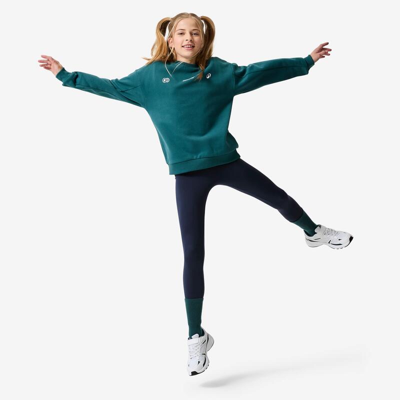 Bluză cu guler rotund și imprimeu, din fleece călduros pentru copii, verde