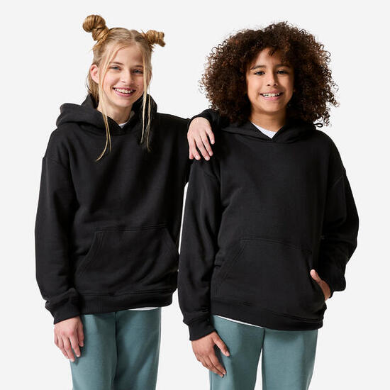 Sweat à capuche oversize enfant, noir