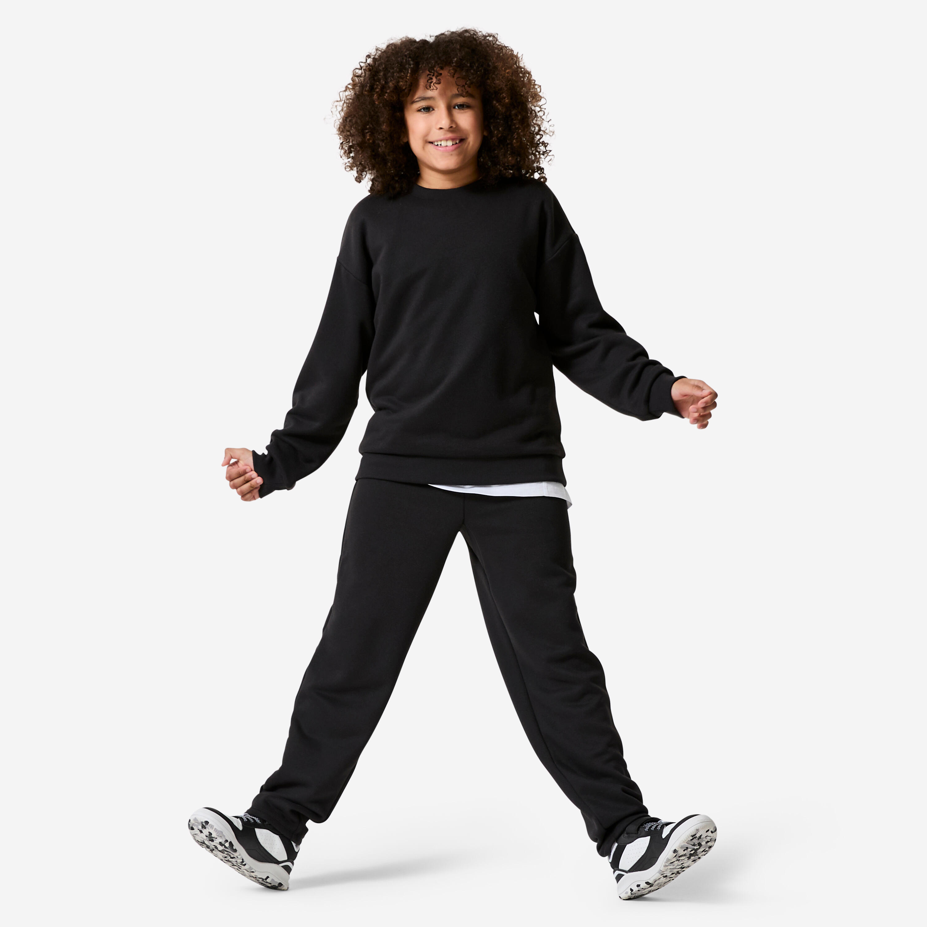 Sweatshirt Kinder Rundhalsausschnitt Molton - schwarz 2/5
