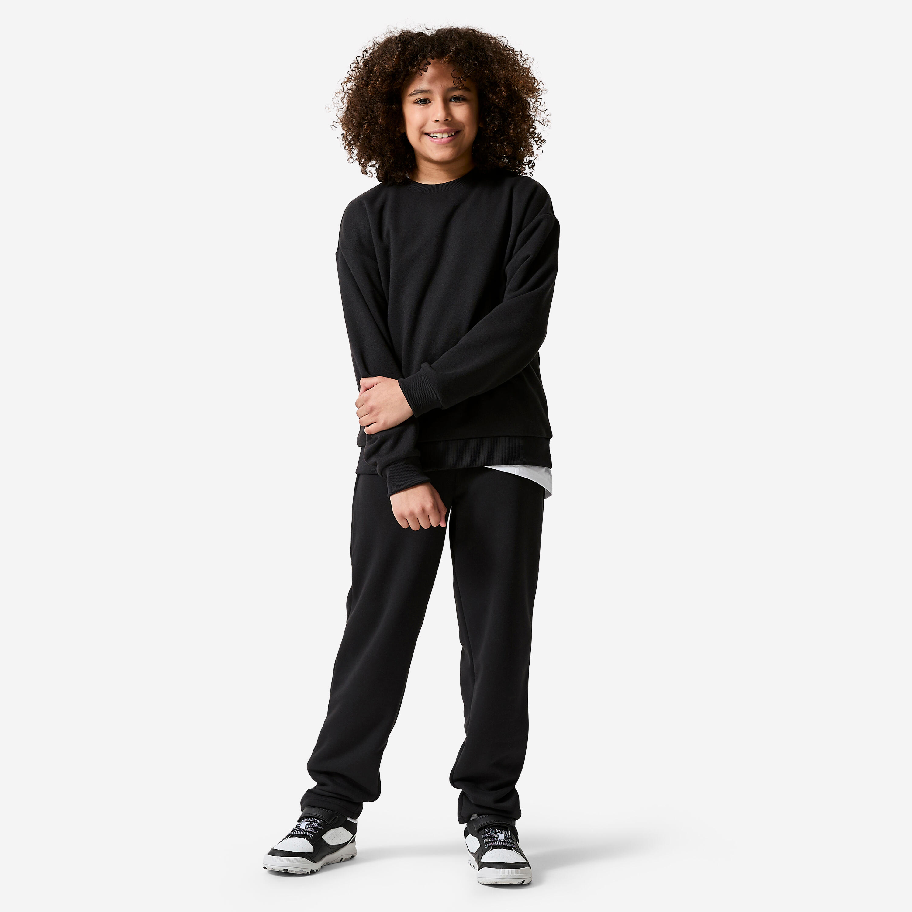 Kid's warm fleece jogging bottoms, black 7/7