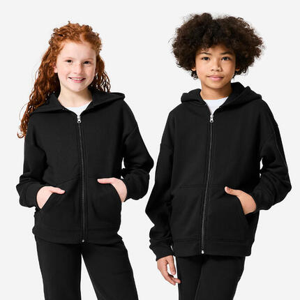 Ce sweat loose zippé avec capuche, vert foncé