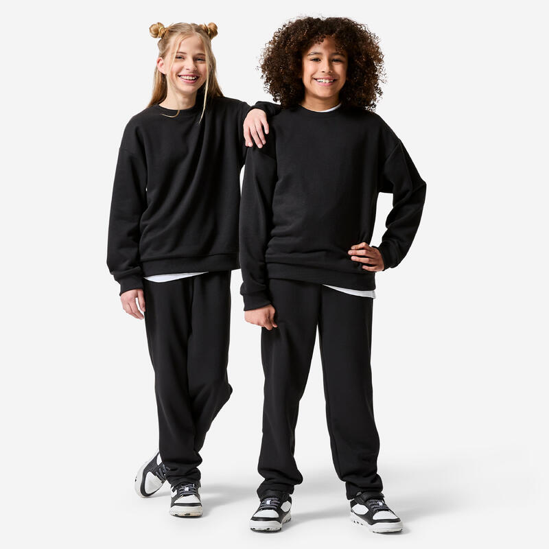 Pantalon de jogging călduros din fleece, negru, copii